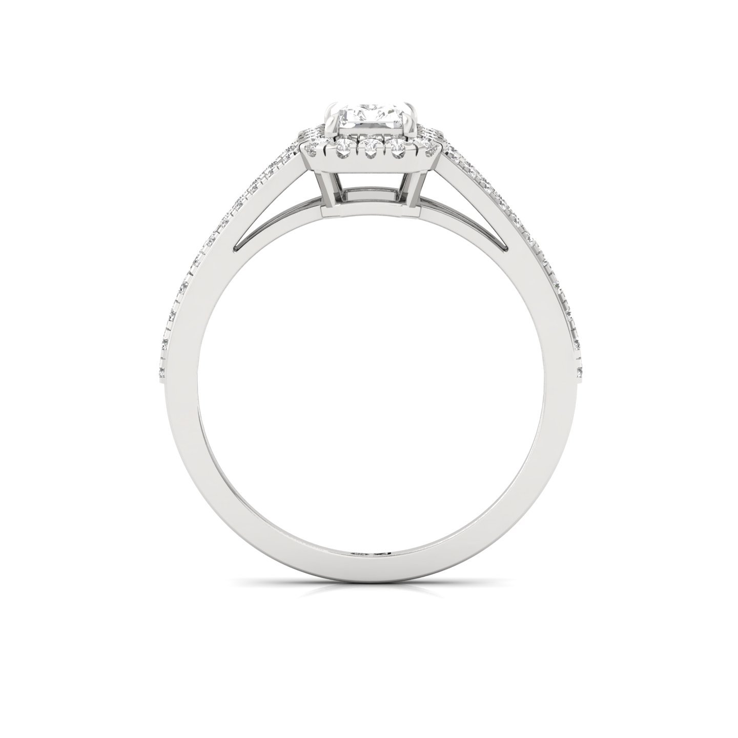 Radiant Cut Double Halo Split Shank Diamond Engagement Ring | Lab Grown CVD Diamond | Bridal Jewelry | Silver | 10K | 14K | 18K - View 3