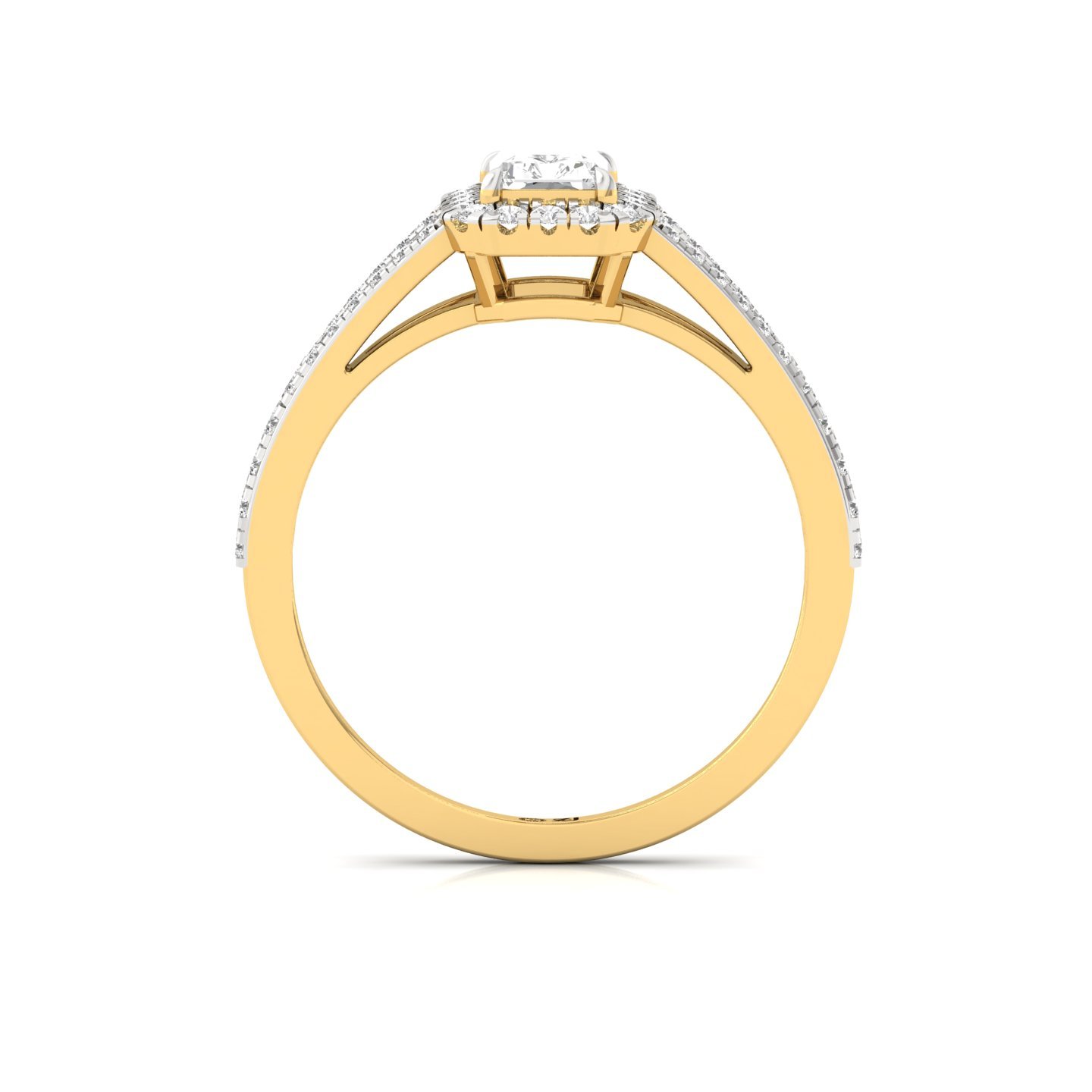 Radiant Cut Double Halo Split Shank Diamond Engagement Ring | Lab Grown CVD Diamond | Bridal Jewelry | Silver | 10K | 14K | 18K - View 3