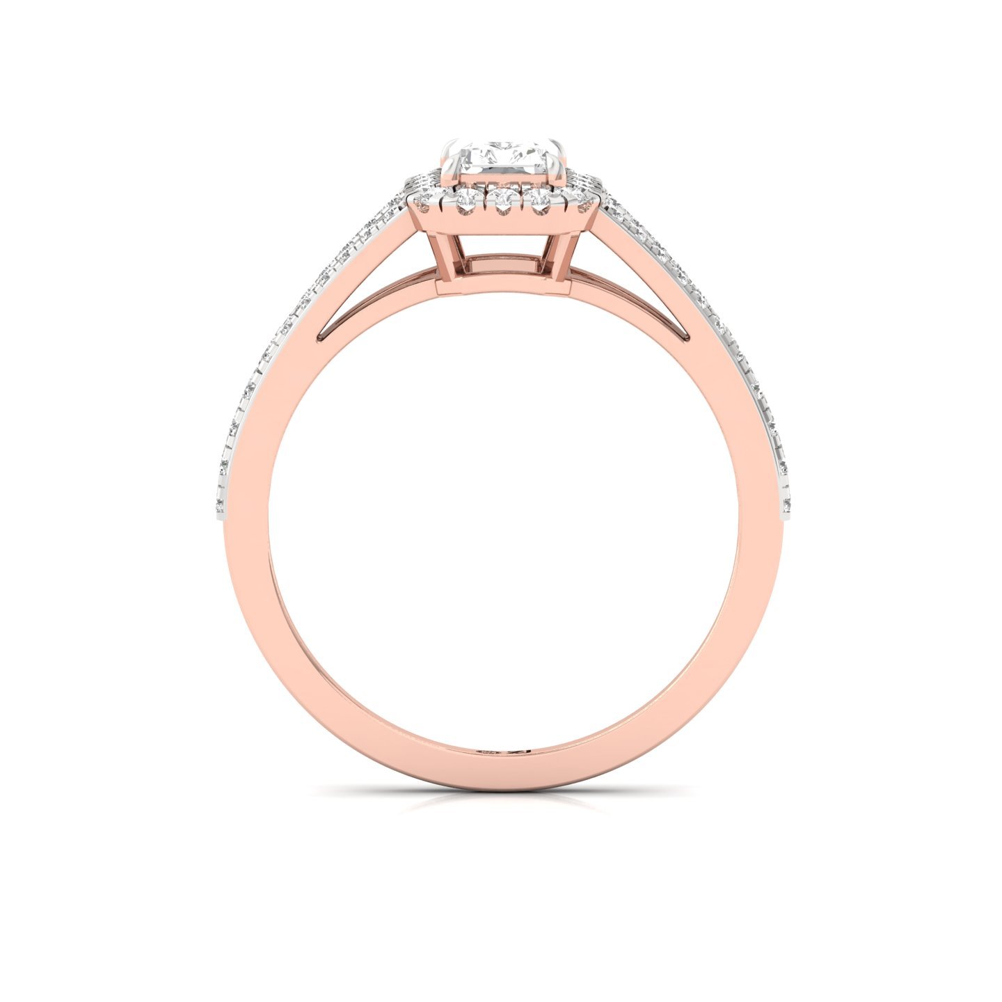 Radiant Cut Double Halo Split Shank Diamond Engagement Ring | Lab Grown CVD Diamond | Bridal Jewelry | Silver | 10K | 14K | 18K - View 3