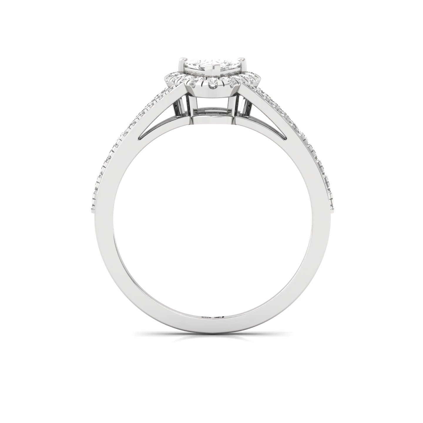 Trillion Cut Halo Split Shank Diamond Engagement Ring | Lab Grown CVD Diamond | Bridal Jewelry | Silver | 10K | 14K | 18K - View 3