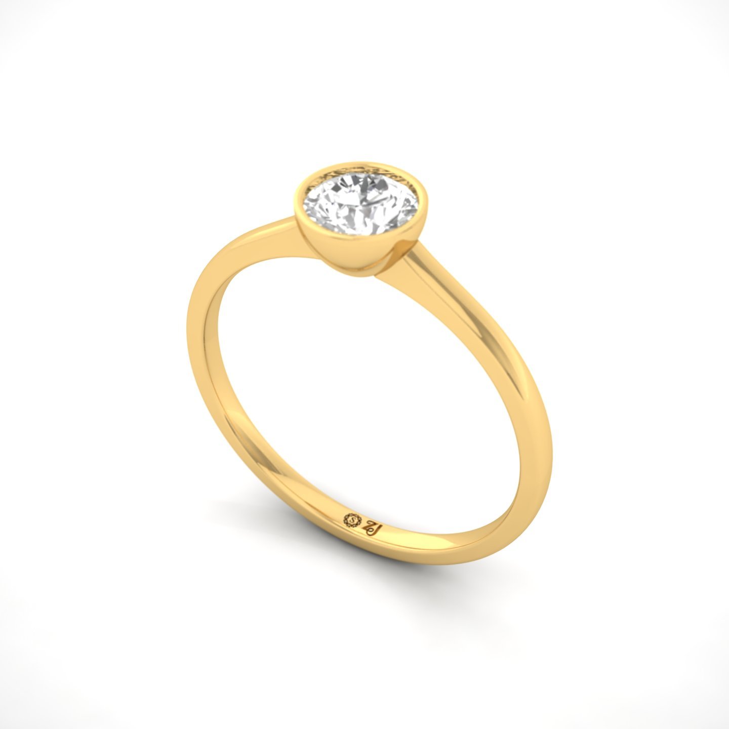 Round Cut Bezel Set Solitaire Engagement Ring | Lab Grown CVD Diamond | Minimalist Design | Silver | 10K | 14K | 18K - View 2