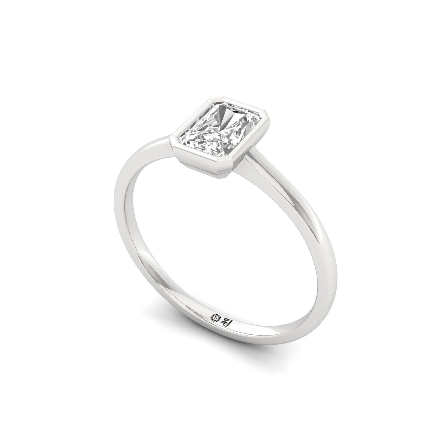 Radiant Cut Bezel Set Solitaire Engagement Ring | Lab Grown CVD Diamond | Minimalist Modern Design | Silver | 10K | 14K | 18K - View 2
