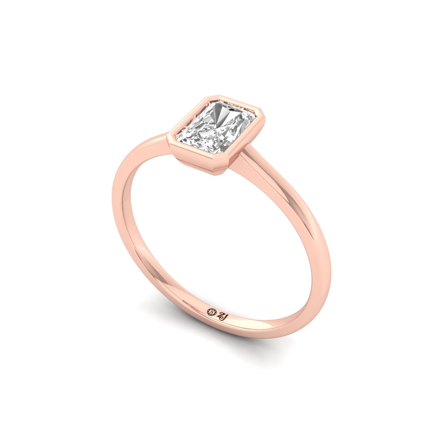 Radiant Cut Bezel Set Solitaire Engagement Ring | Lab Grown CVD Diamond | Minimalist Modern Design | Silver | 10K | 14K | 18K - View 2