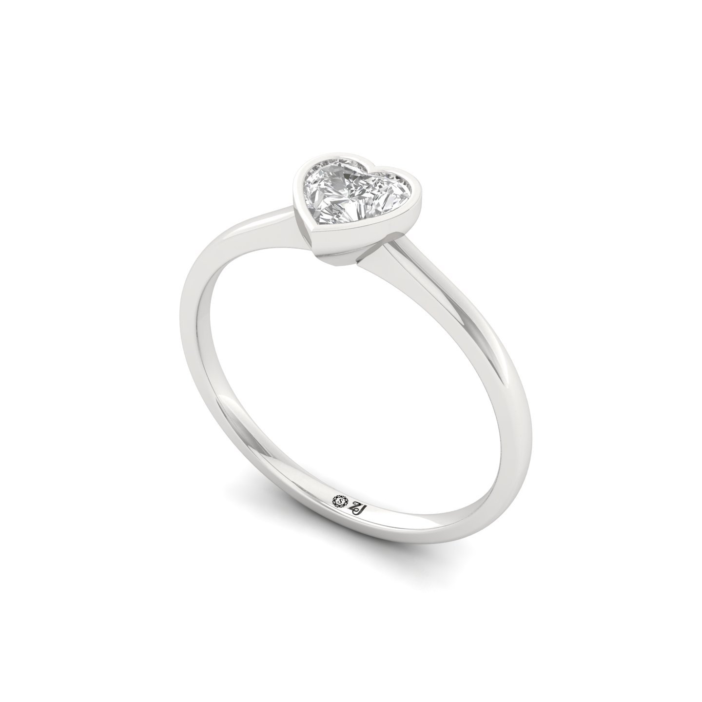 Heart Cut Bezel Set Solitaire Engagement Ring | Lab Grown CVD Diamond | Minimalist Romantic Design | Silver | 10K | 14K | 18K - View 2