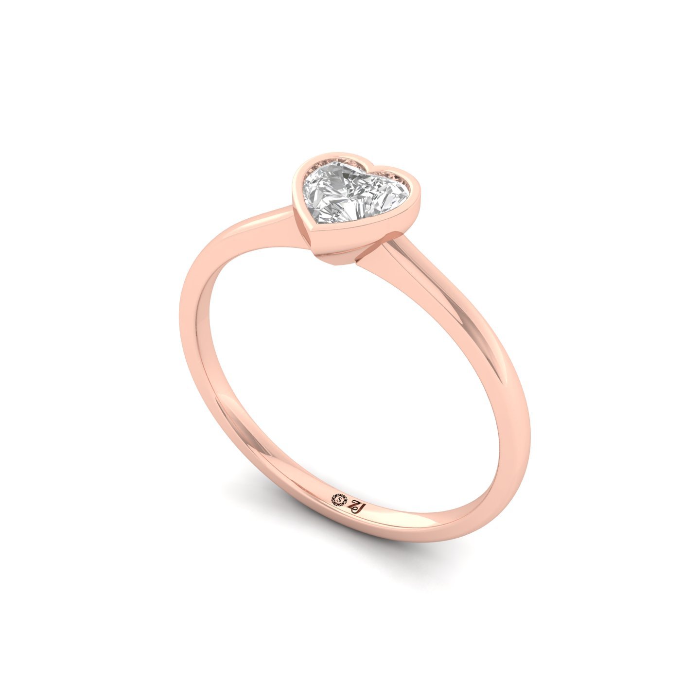 Heart Cut Bezel Set Solitaire Engagement Ring | Lab Grown CVD Diamond | Minimalist Romantic Design | Silver | 10K | 14K | 18K - View 2