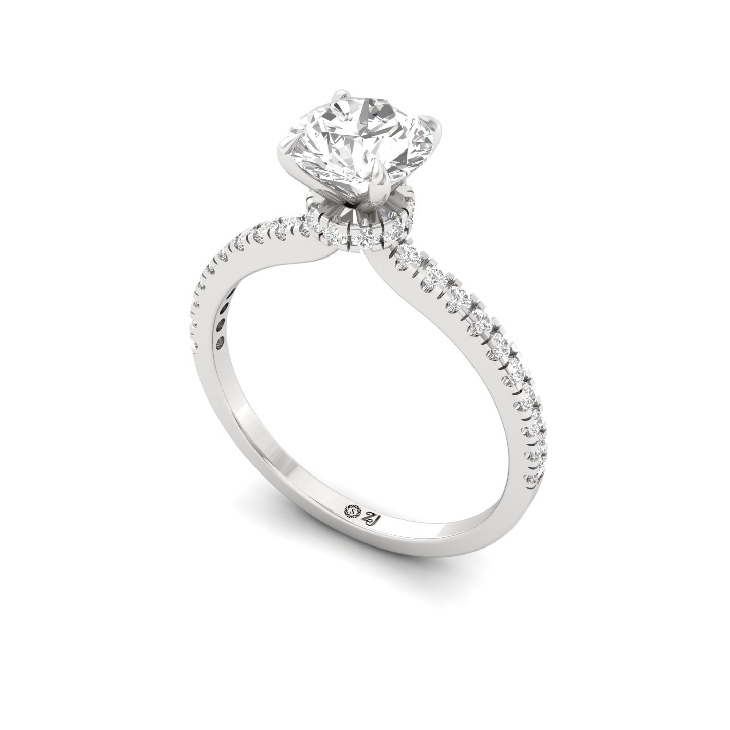 Round Cut Solitaire Engagement Ring with Side Stones | Lab Grown CVD Diamond | Classic Elegant Design | Silver | 10K | 14K | 18K - View 2