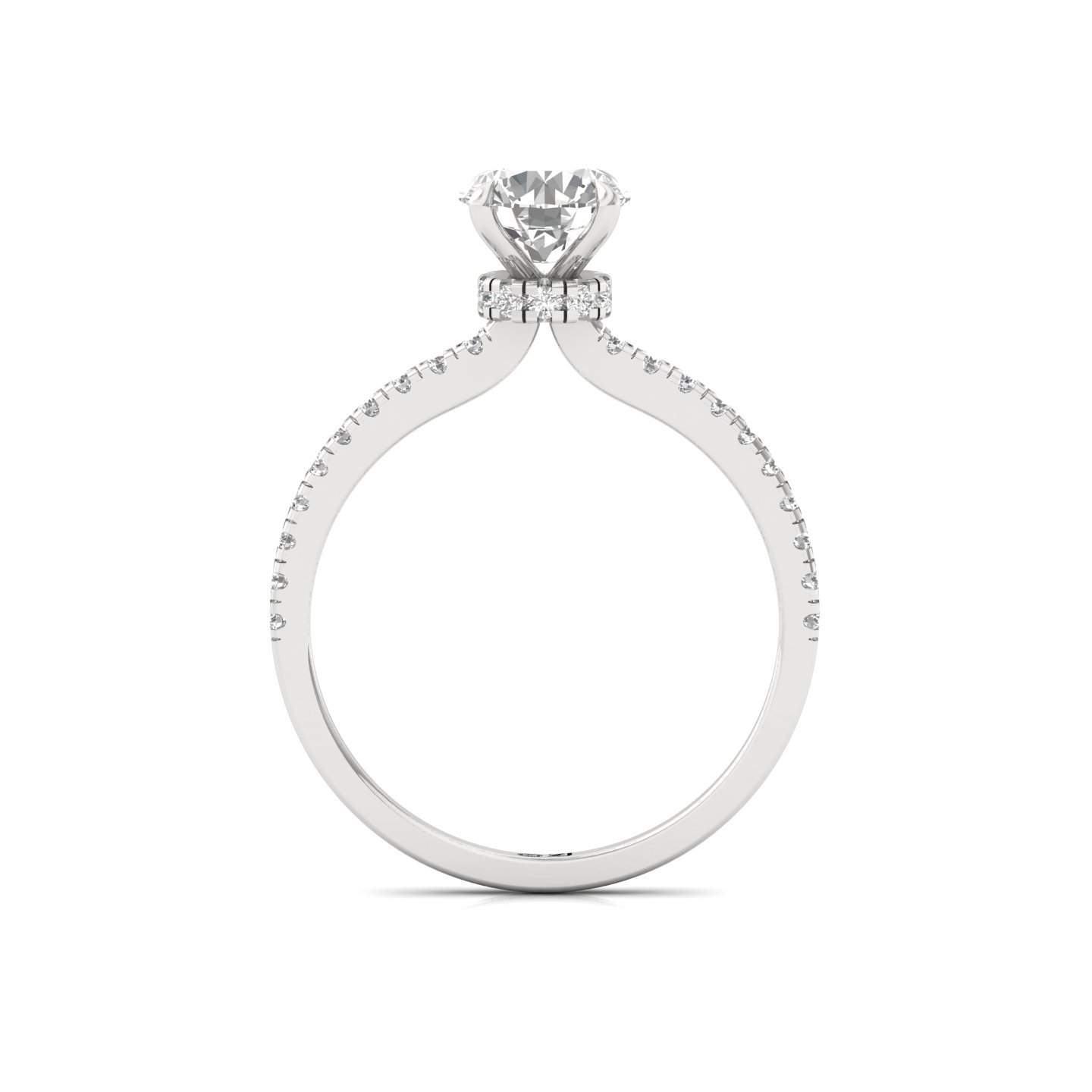 Round Cut Solitaire Engagement Ring with Side Stones | Lab Grown CVD Diamond | Classic Elegant Design | Silver | 10K | 14K | 18K - View 3