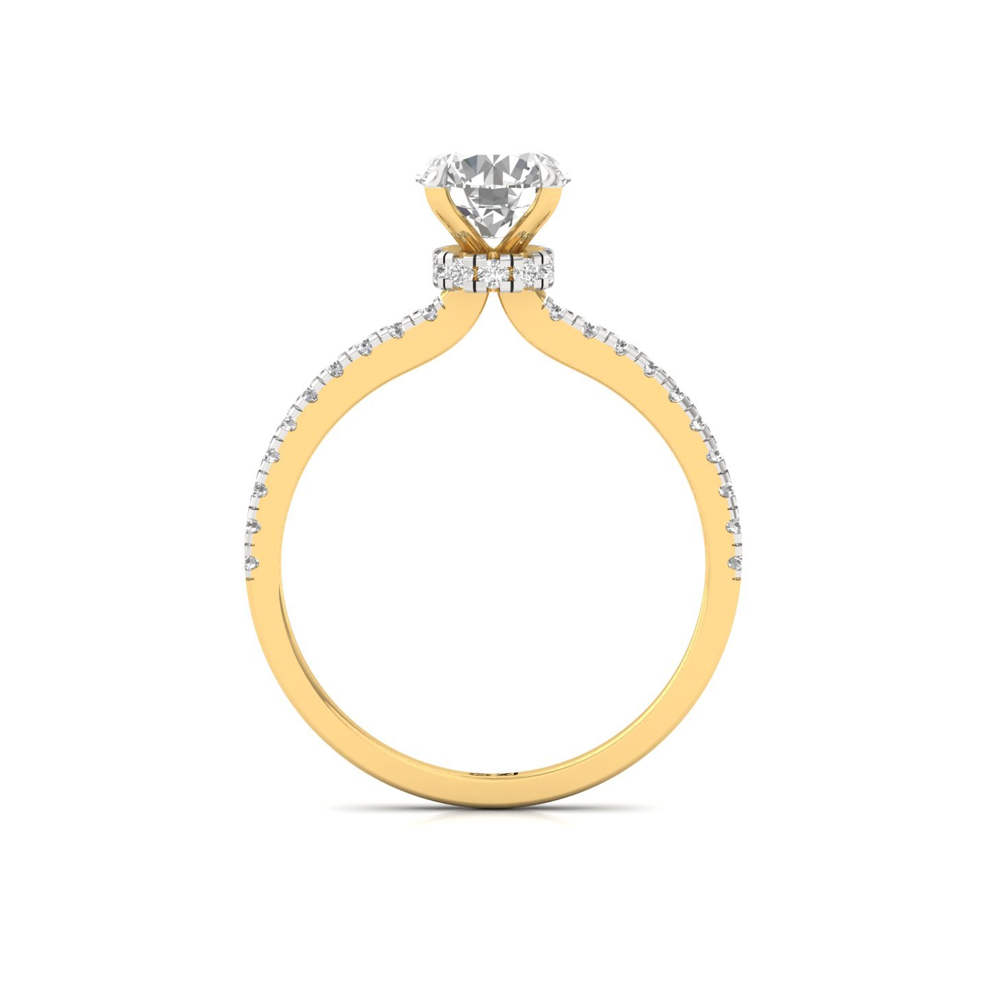 Round Cut Solitaire Engagement Ring with Side Stones | Lab Grown CVD Diamond | Classic Elegant Design | Silver | 10K | 14K | 18K - View 3