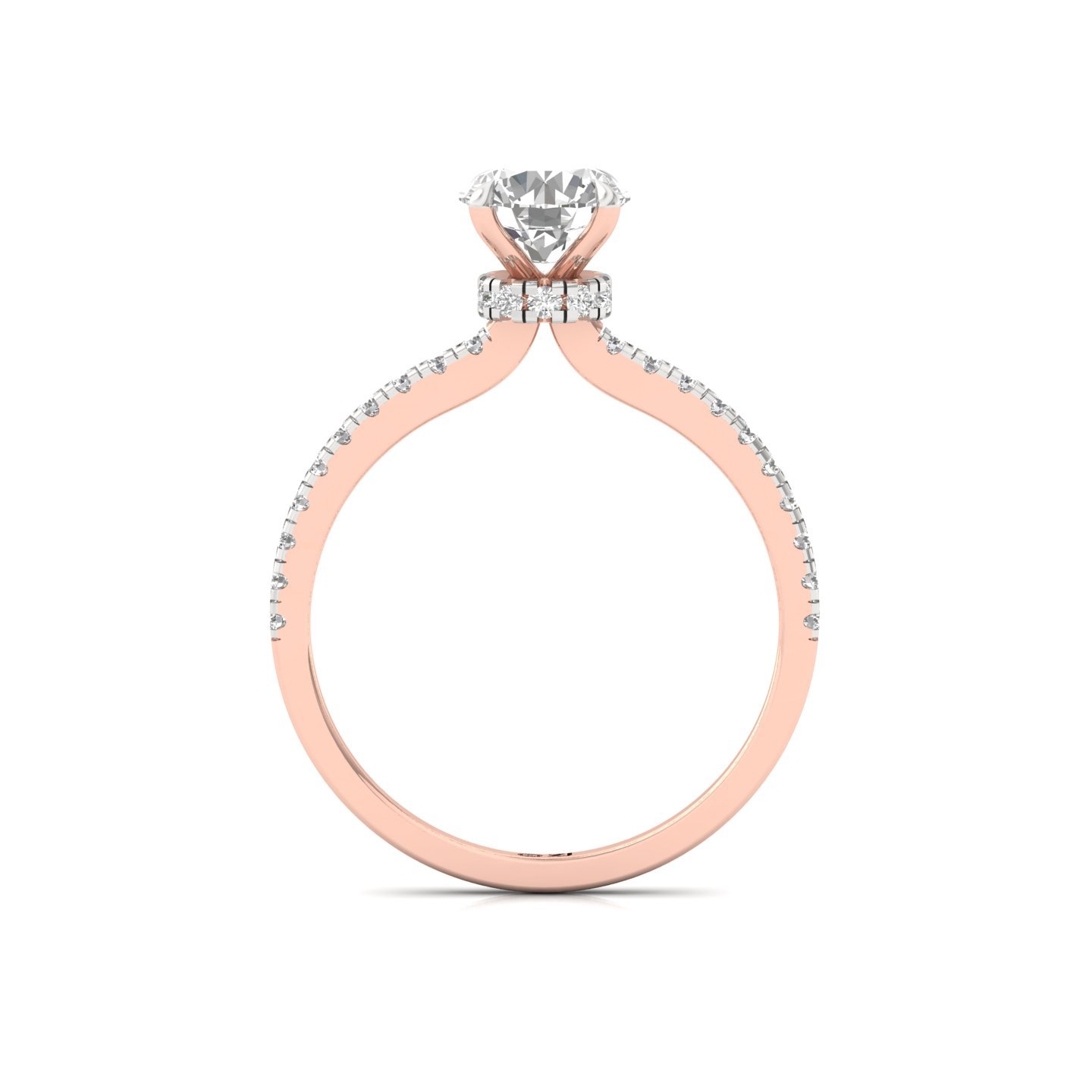 Round Cut Solitaire Engagement Ring with Side Stones | Lab Grown CVD Diamond | Classic Elegant Design | Silver | 10K | 14K | 18K - View 3