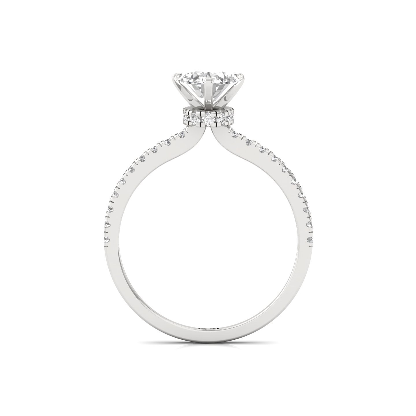Oval Cut Solitaire Engagement Ring with Side Diamonds | Lab Grown CVD Diamond | Classic Elegant Setting | Silver | 10K | 14K | 18K - View 3