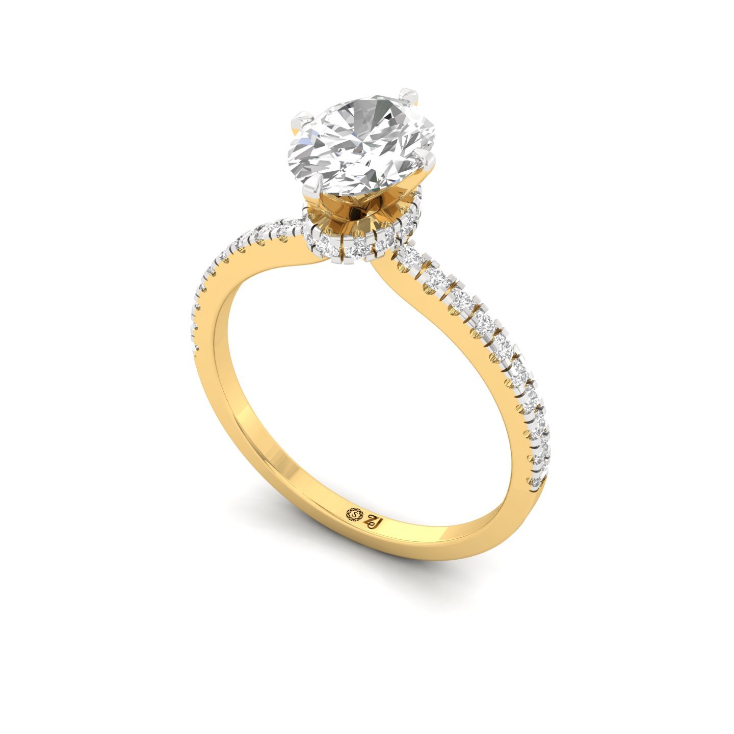 Oval Cut Solitaire Engagement Ring with Side Diamonds | Lab Grown CVD Diamond | Classic Elegant Setting | Silver | 10K | 14K | 18K - View 2