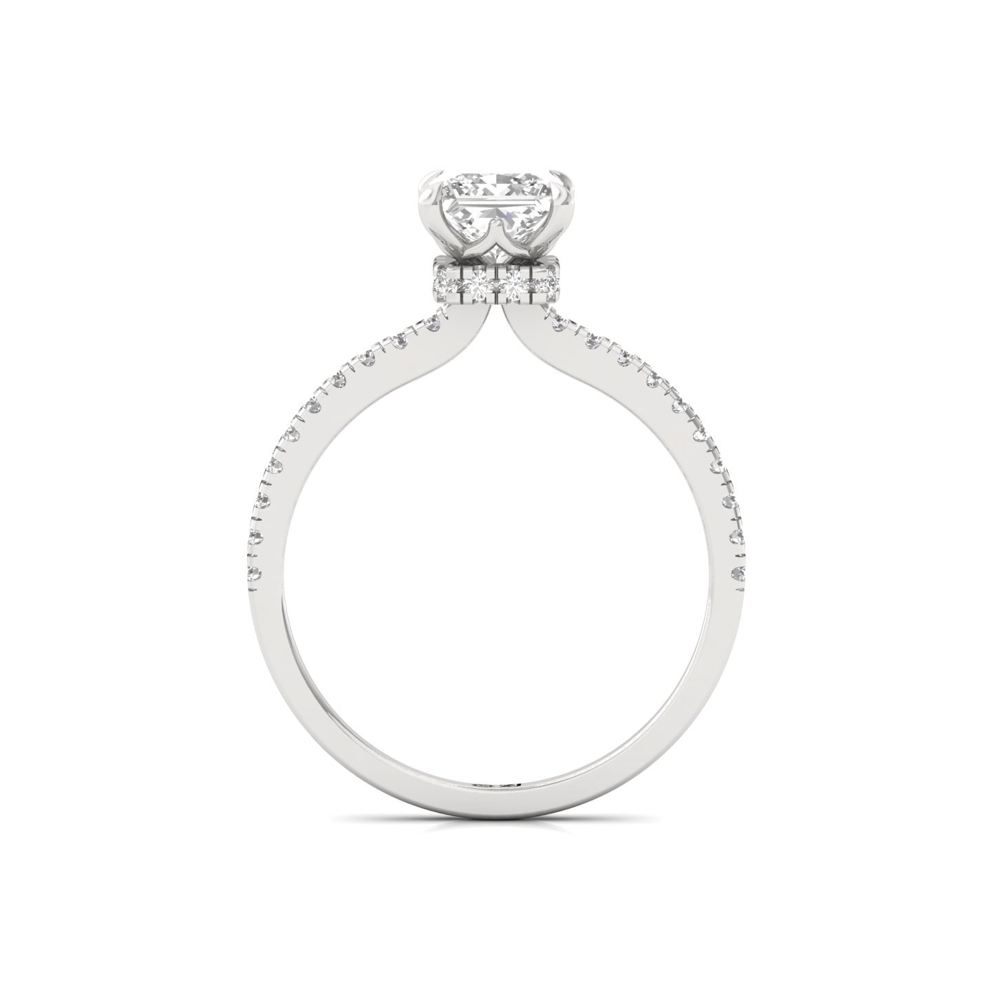 Princess Cut Solitaire Engagement Ring with Side Diamonds | Lab Grown CVD Diamond | Elegant Classic Design | Silver | 10K | 14K | 18K - View 3