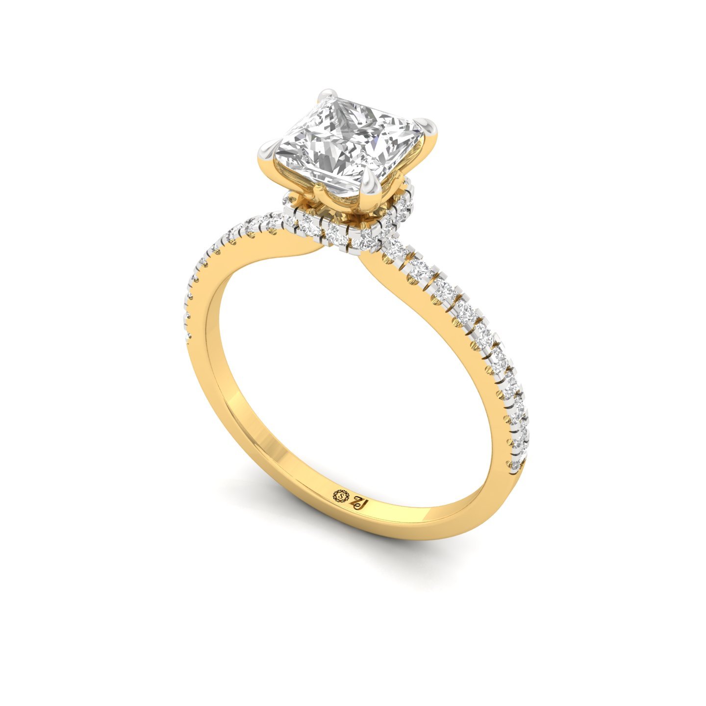 Princess Cut Solitaire Engagement Ring with Side Diamonds | Lab Grown CVD Diamond | Elegant Classic Design | Silver | 10K | 14K | 18K - View 2