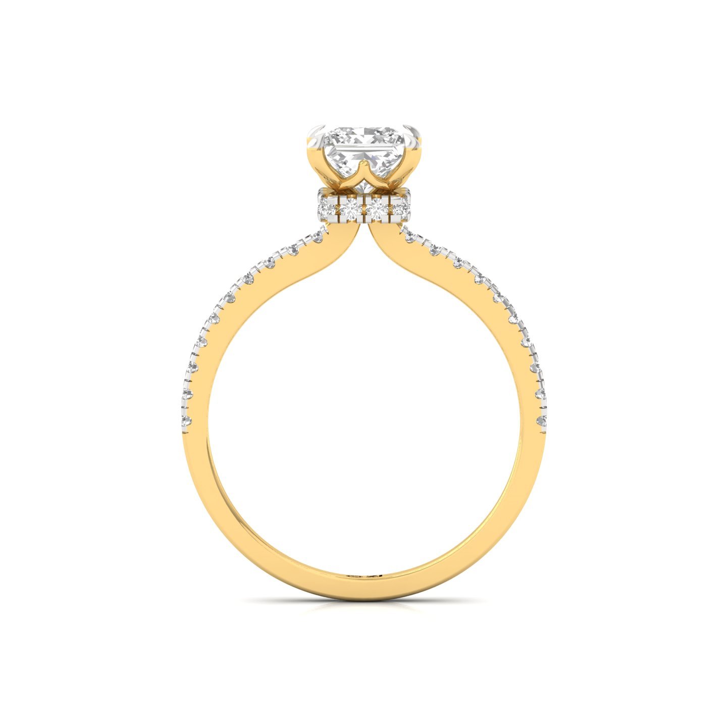 Princess Cut Solitaire Engagement Ring with Side Diamonds | Lab Grown CVD Diamond | Elegant Classic Design | Silver | 10K | 14K | 18K - View 3