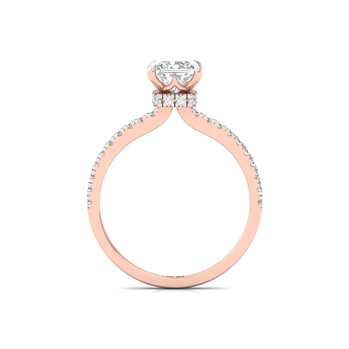 Princess Cut Solitaire Engagement Ring with Side Diamonds | Lab Grown CVD Diamond | Elegant Classic Design | Silver | 10K | 14K | 18K - View 3