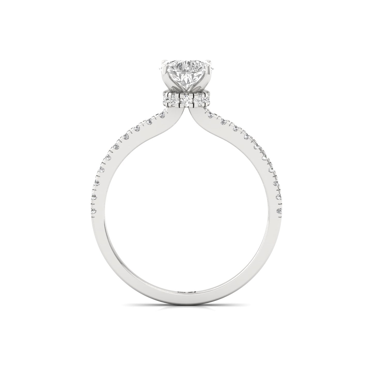 Pear Cut Solitaire Engagement Ring with Side Diamonds | Lab Grown CVD Diamond | Elegant Teardrop Diamond Ring | Silver | 10K | 14K | 18K - View 3