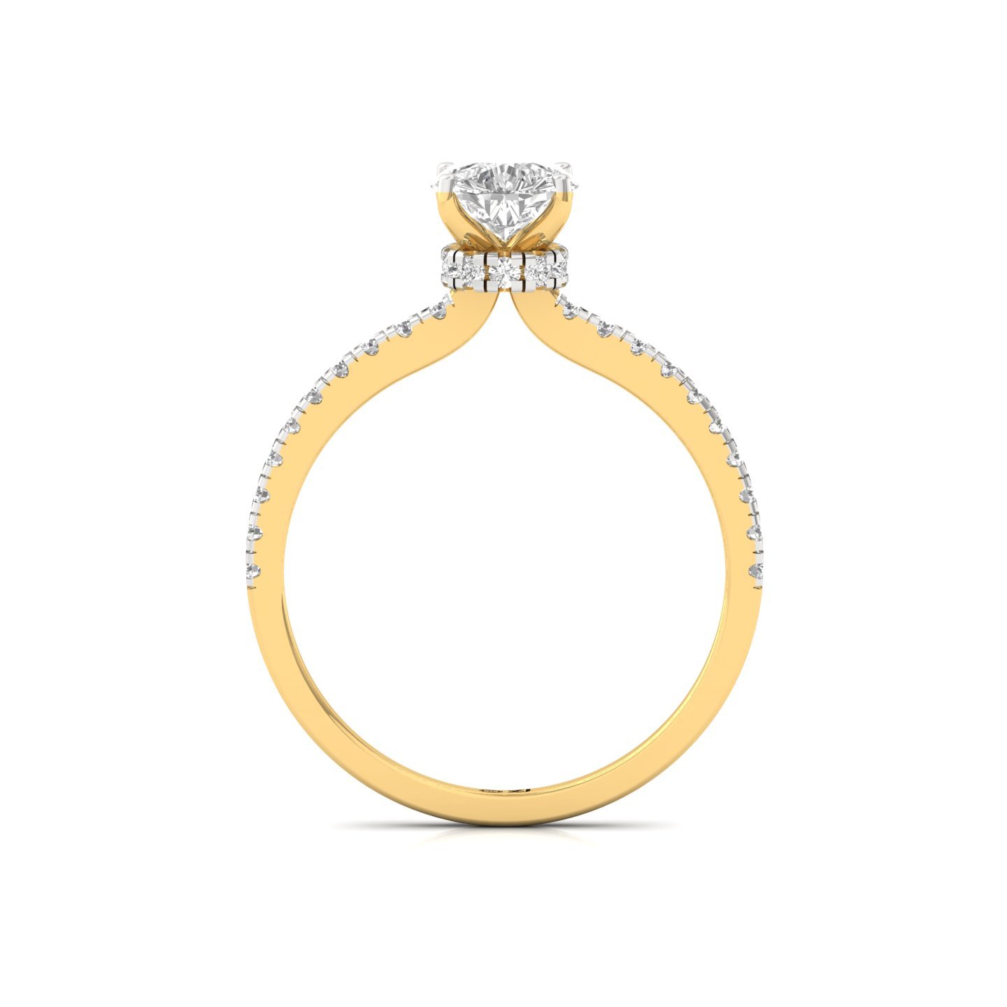 Pear Cut Solitaire Engagement Ring with Side Diamonds | Lab Grown CVD Diamond | Elegant Teardrop Diamond Ring | Silver | 10K | 14K | 18K - View 3