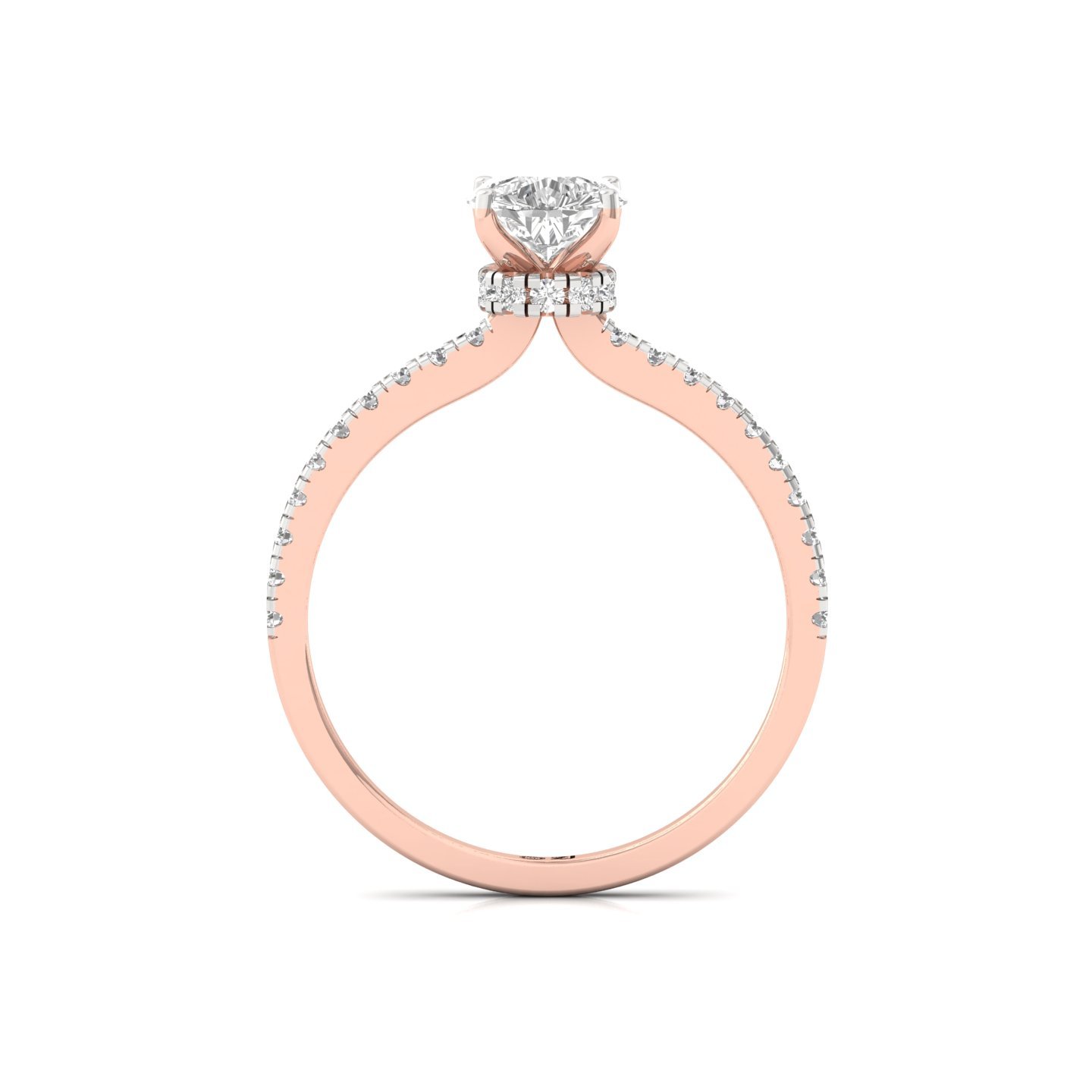 Pear Cut Solitaire Engagement Ring with Side Diamonds | Lab Grown CVD Diamond | Elegant Teardrop Diamond Ring | Silver | 10K | 14K | 18K - View 3