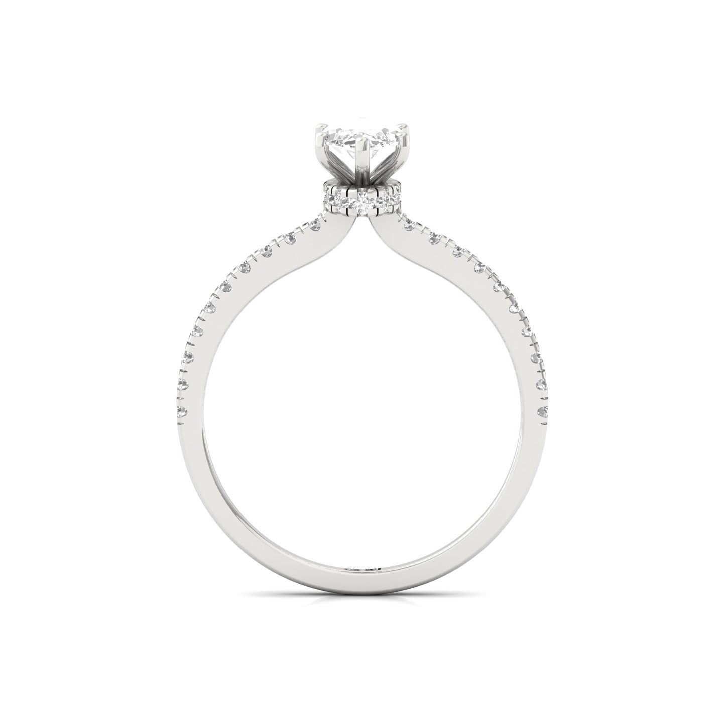 Marquise Cut Solitaire Engagement Ring with Side Diamonds | Lab Grown CVD Diamond | Silver | 10K | 14K | 18K - View 3