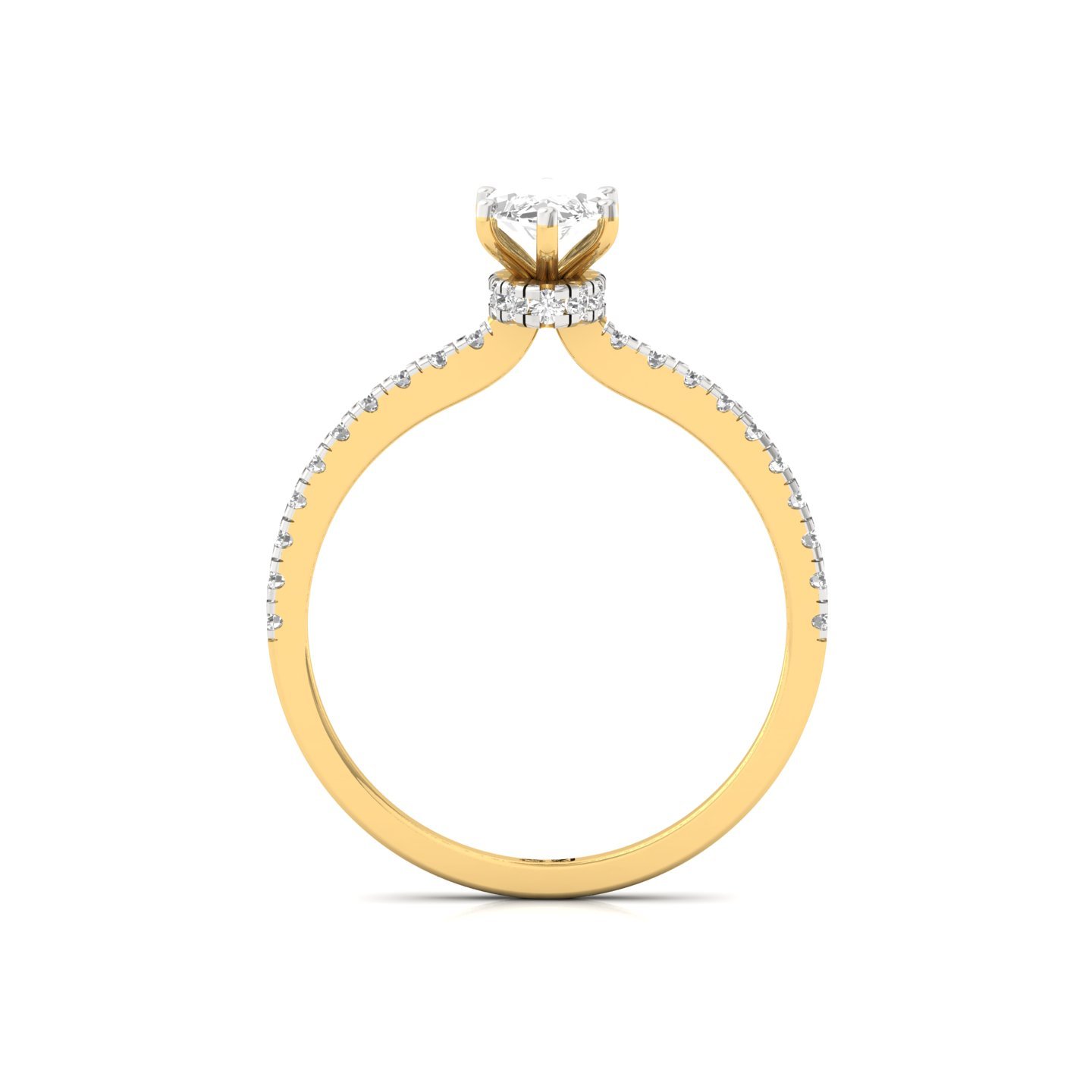 Marquise Cut Solitaire Engagement Ring with Side Diamonds | Lab Grown CVD Diamond | Silver | 10K | 14K | 18K - View 3