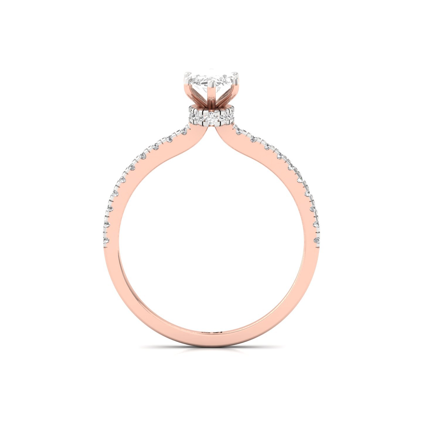 Marquise Cut Solitaire Engagement Ring with Side Diamonds | Lab Grown CVD Diamond | Silver | 10K | 14K | 18K - View 3