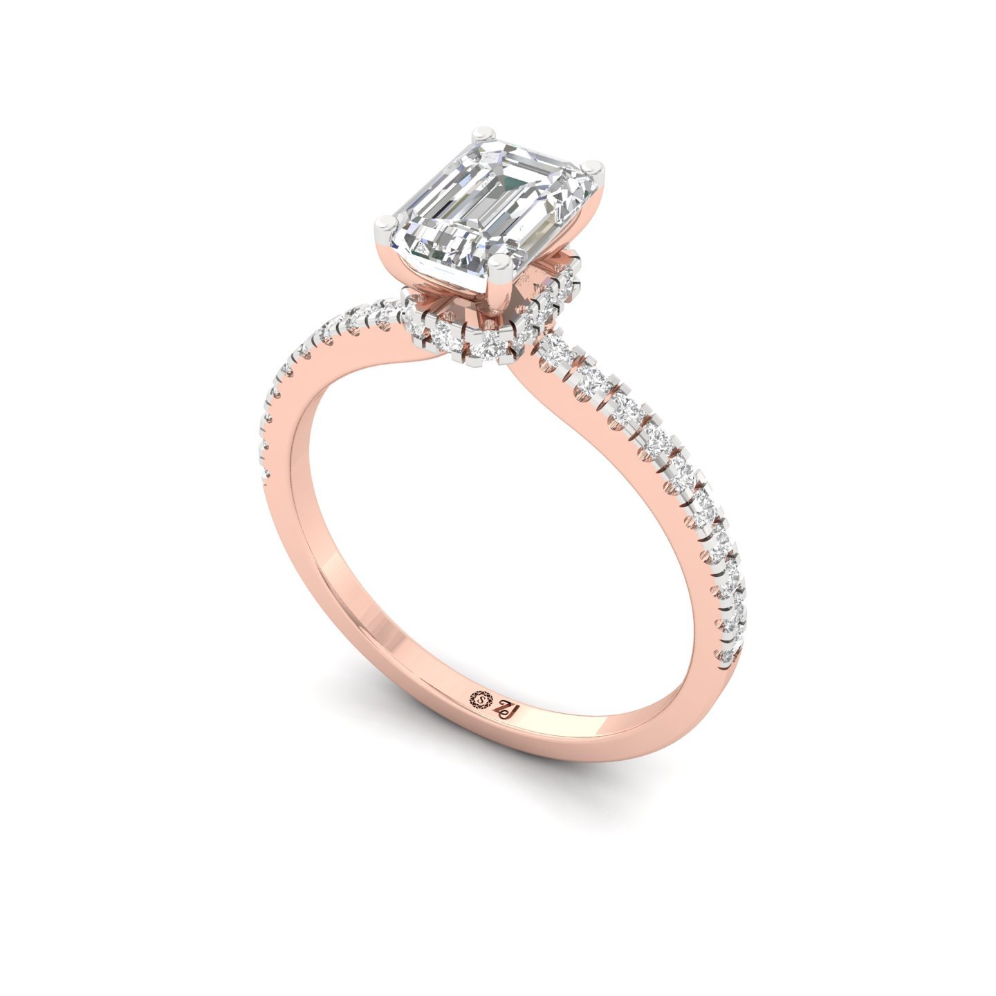 Emerald Cut Solitaire Engagement Ring with Side Diamonds | Lab Grown CVD Diamond | Silver | 10K | 14K | 18K - View 2