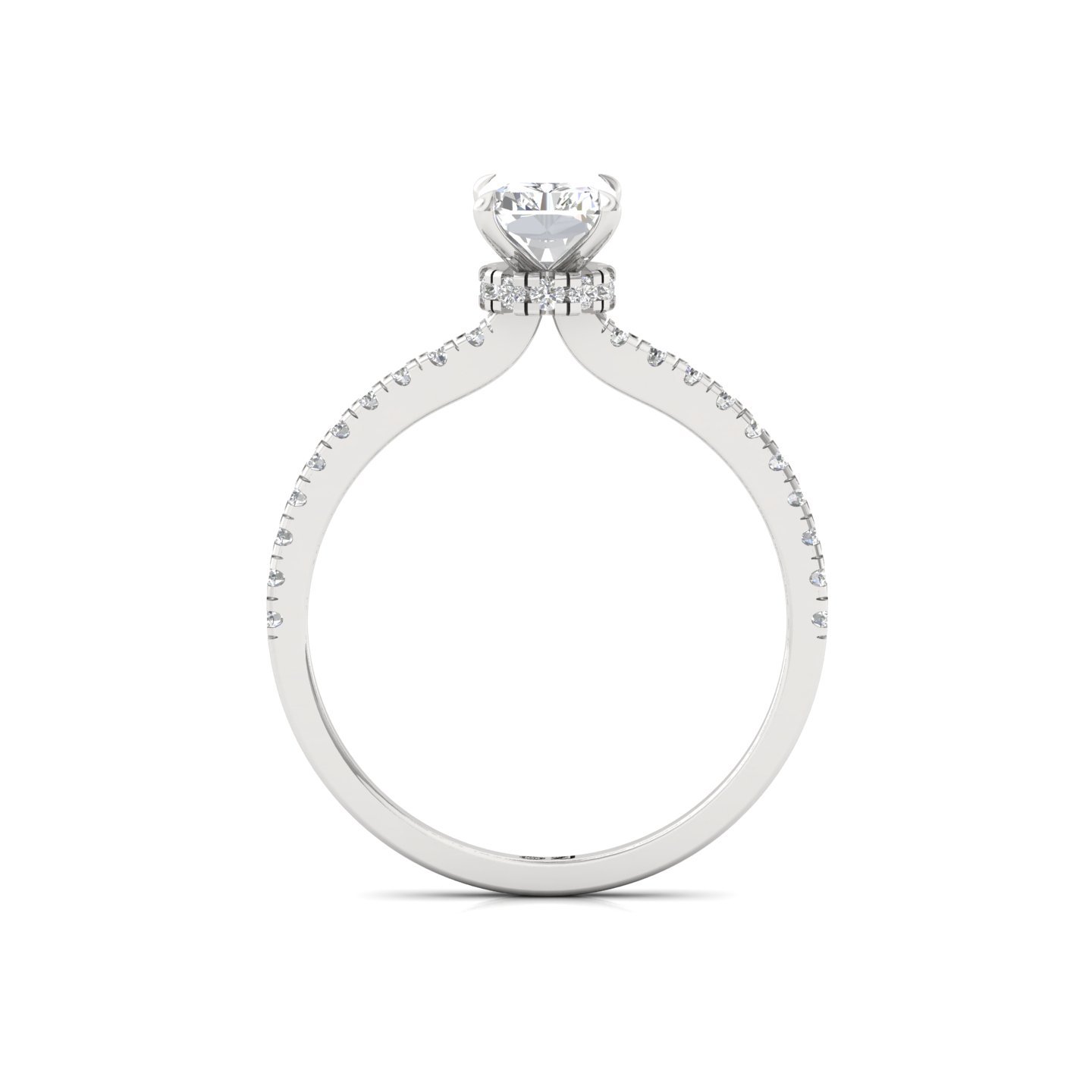 Radiant Cut Solitaire Engagement Ring with Side Diamonds | Lab Grown CVD Diamond | Silver | 10K | 14K | 18K - View 3