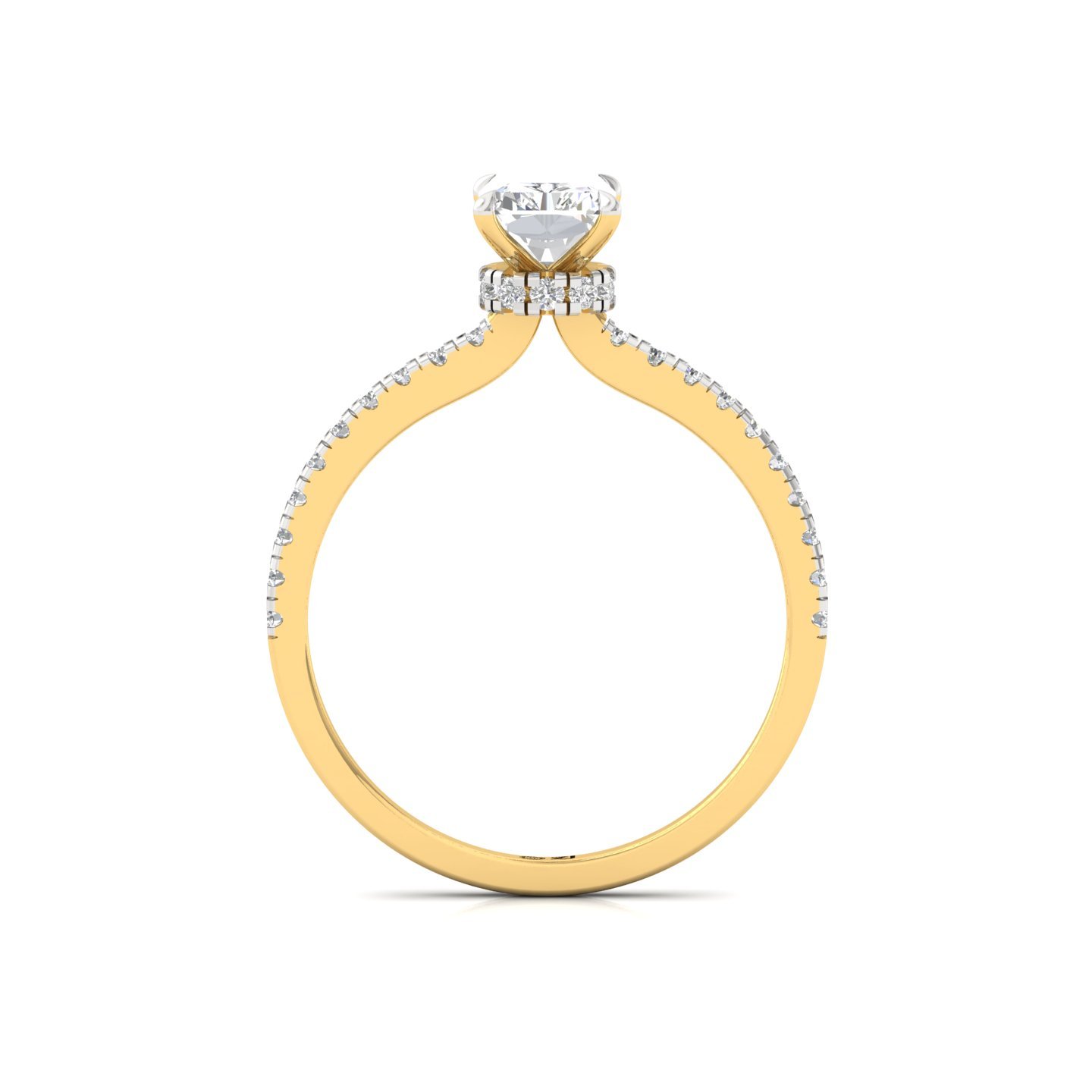 Radiant Cut Solitaire Engagement Ring with Side Diamonds | Lab Grown CVD Diamond | Silver | 10K | 14K | 18K - View 3