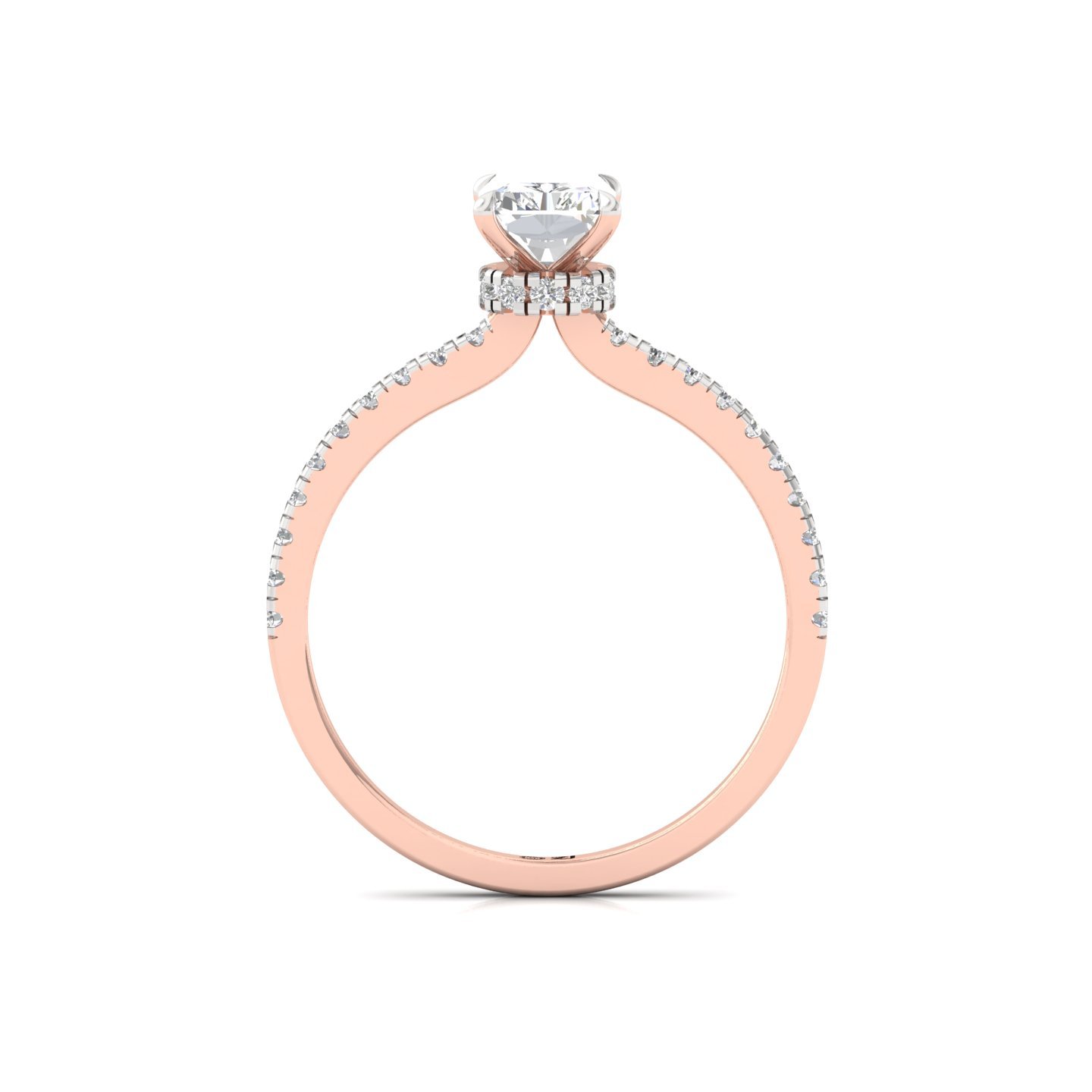 Radiant Cut Solitaire Engagement Ring with Side Diamonds | Lab Grown CVD Diamond | Silver | 10K | 14K | 18K - View 3