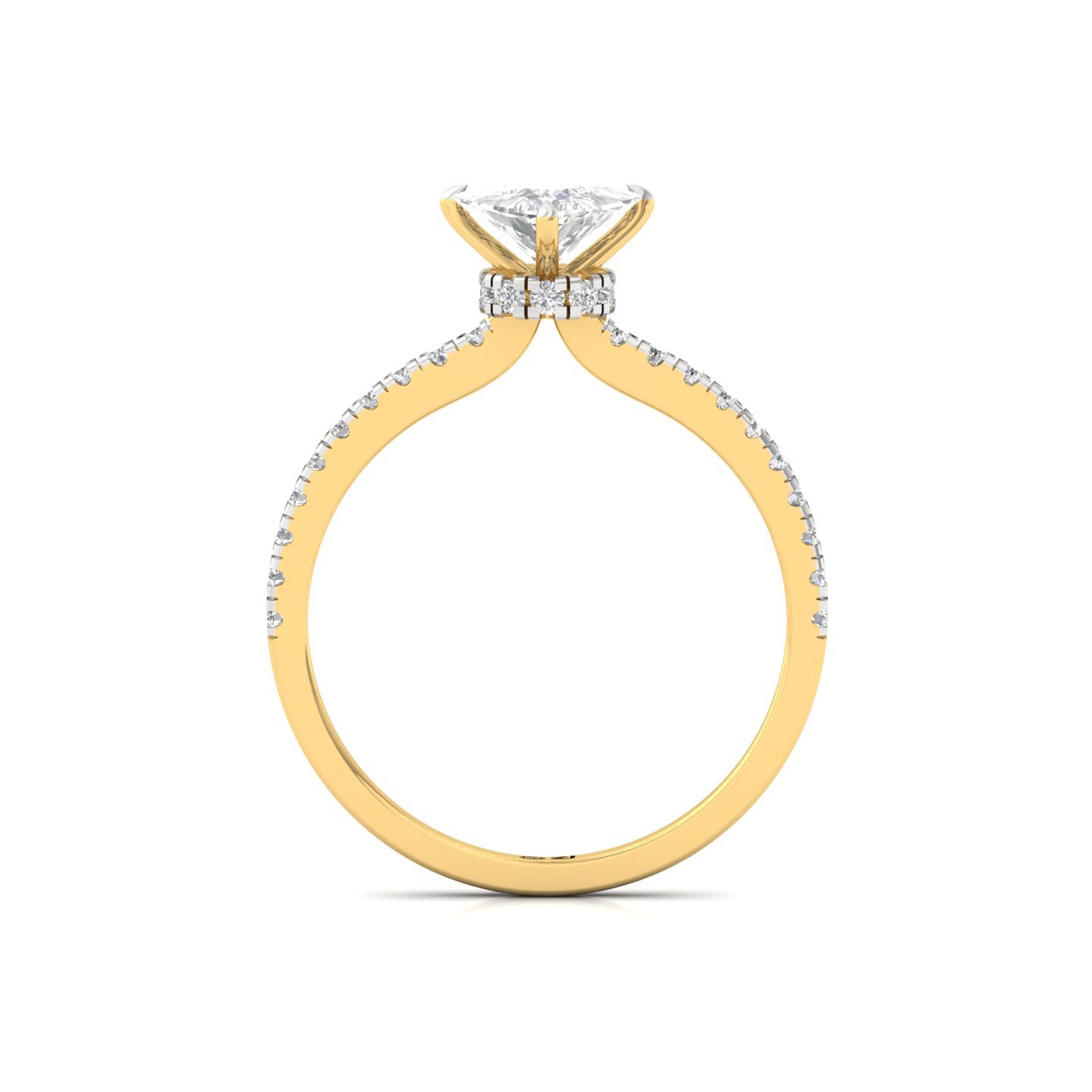 Trillion Cut Solitaire Engagement Ring with Side Diamonds | Lab Grown CVD Diamond | Silver | 10K | 14K | 18K - View 3