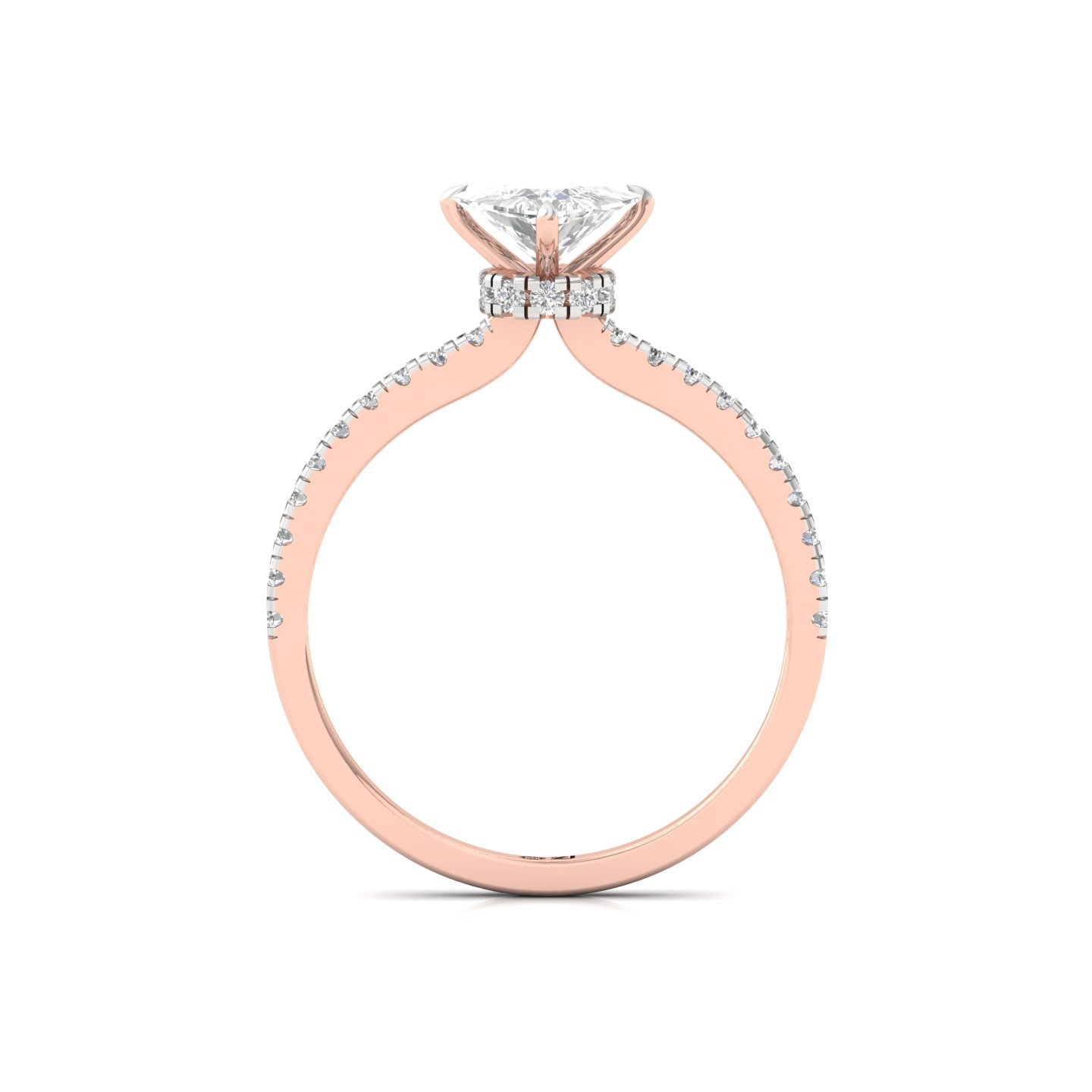 Trillion Cut Solitaire Engagement Ring with Side Diamonds | Lab Grown CVD Diamond | Silver | 10K | 14K | 18K - View 3