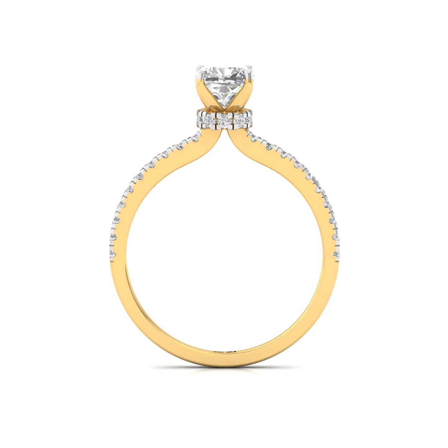 Cushion Cut Solitaire Engagement Ring with Diamond Accents | Lab Grown CVD Diamond | Silver | 10K | 14K | 18K - View 3