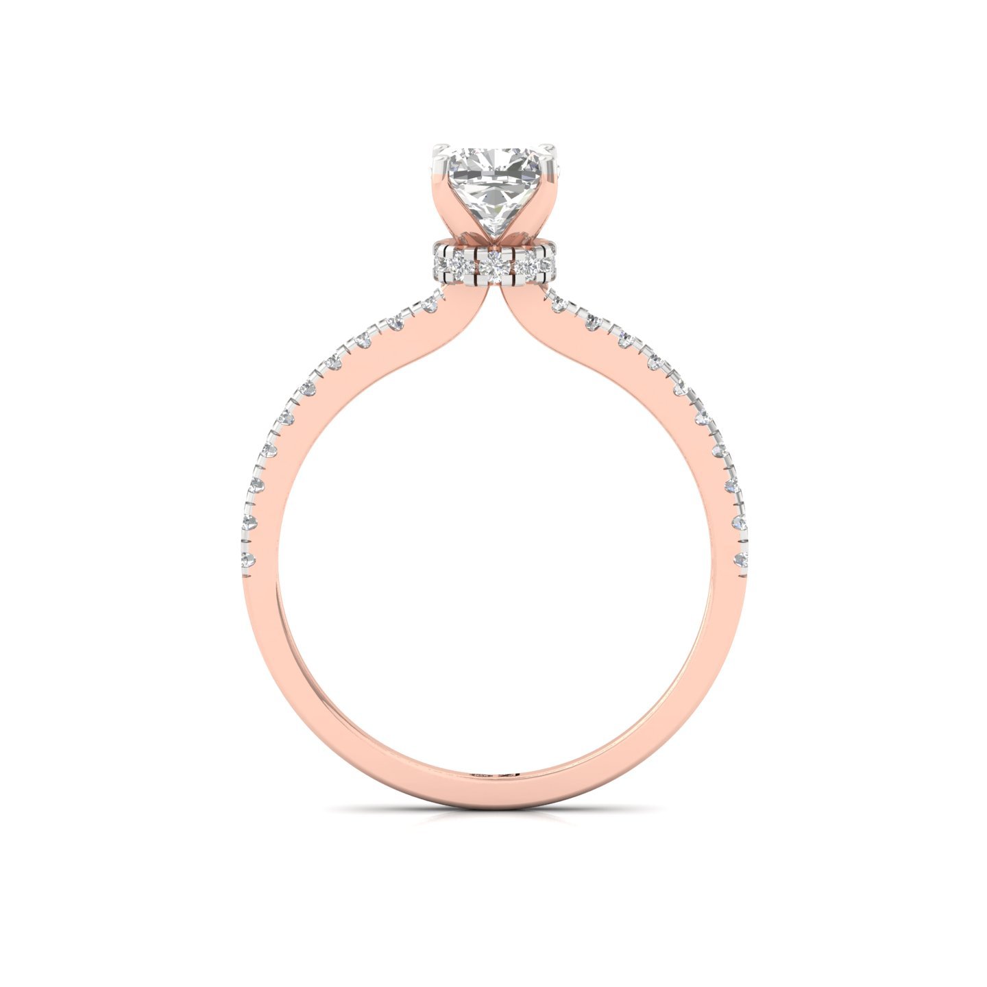 Cushion Cut Solitaire Engagement Ring with Diamond Accents | Lab Grown CVD Diamond | Silver | 10K | 14K | 18K - View 3