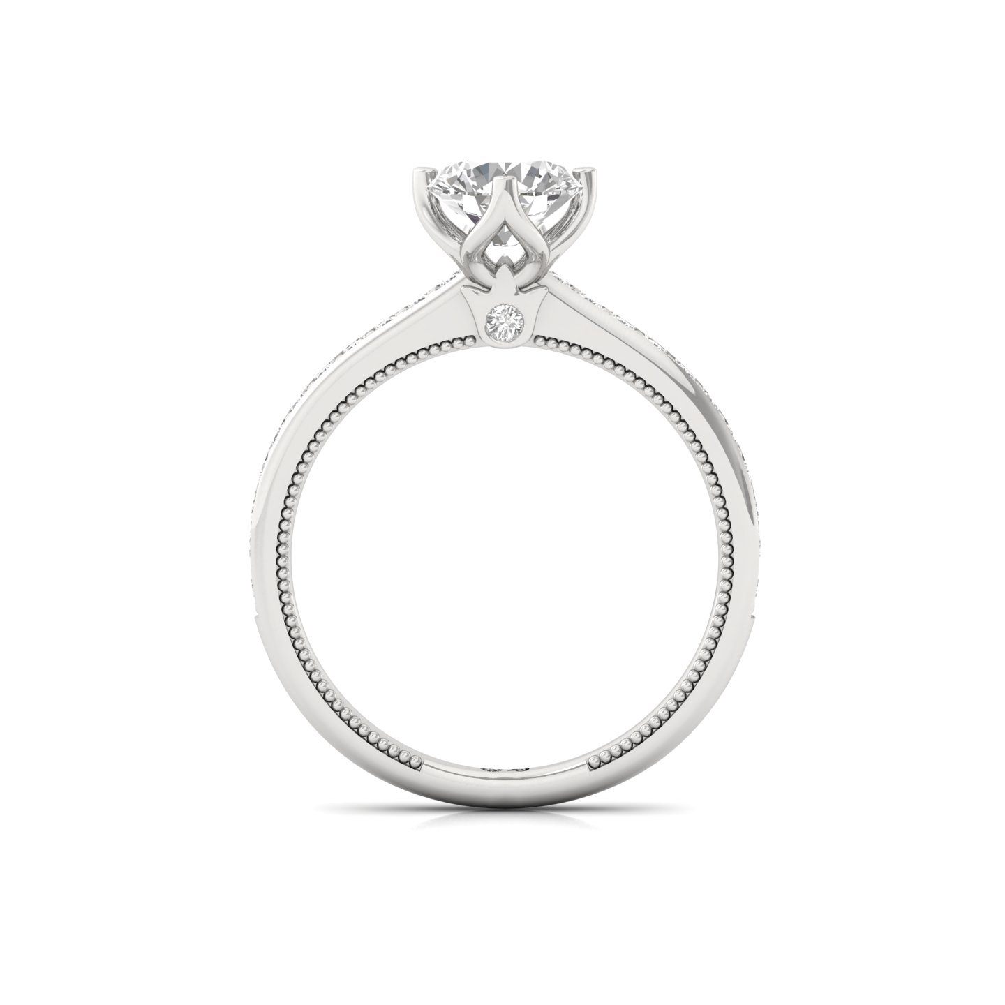 Round Brilliant Solitaire Engagement Ring with Diamond Accents | Lab Grown CVD Diamond | Silver | 10K | 14K | 18K - View 3