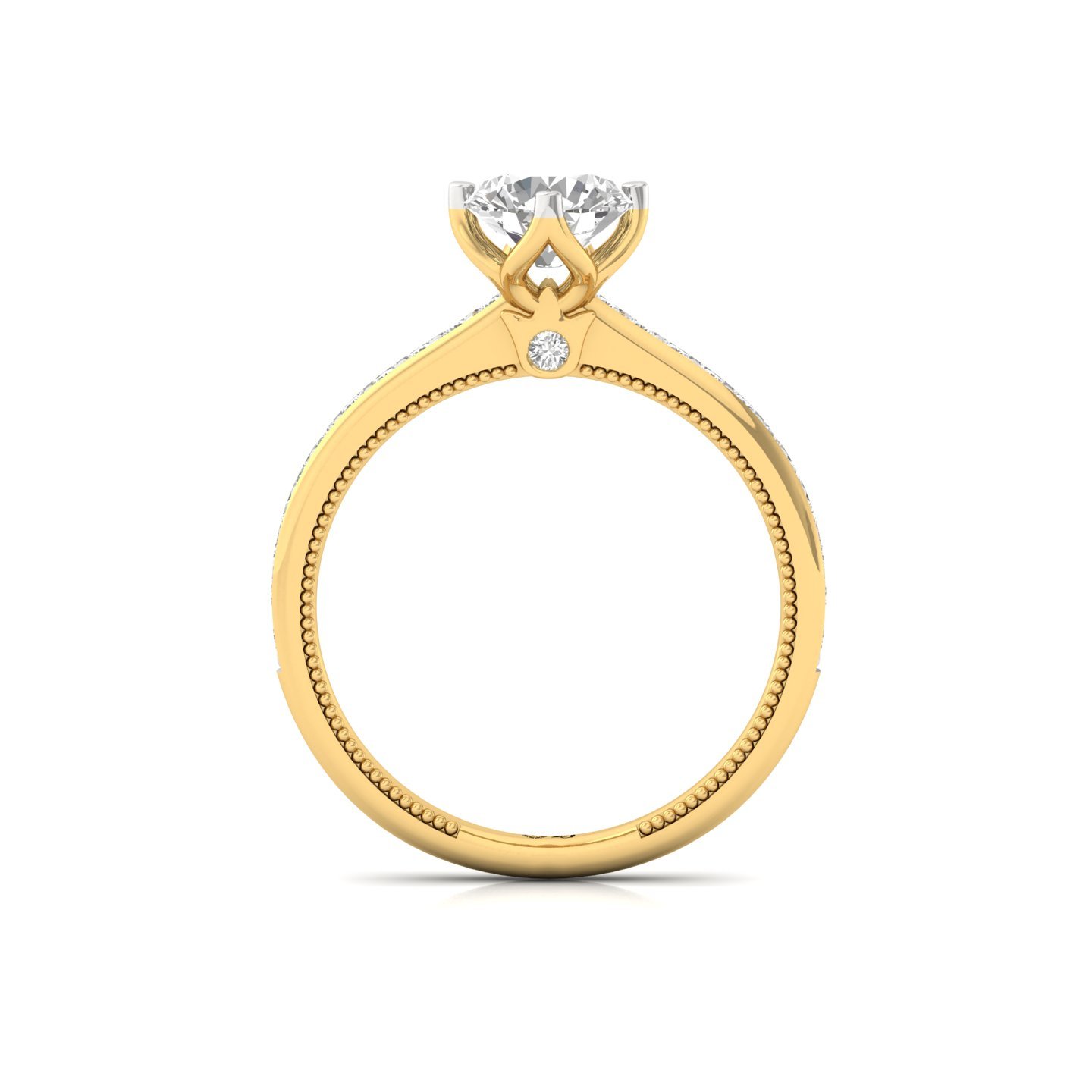 Round Brilliant Solitaire Engagement Ring with Diamond Accents | Lab Grown CVD Diamond | Silver | 10K | 14K | 18K - View 3