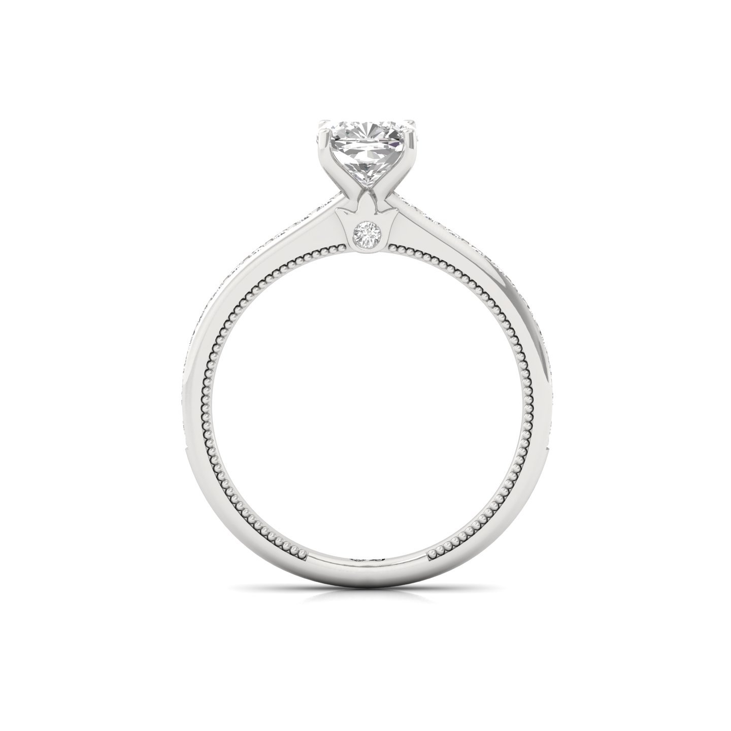Cushion Cut Solitaire Engagement Ring with Diamond Accents | Lab Grown CVD Diamond | Silver | 10K | 14K | 18K Gold - View 3