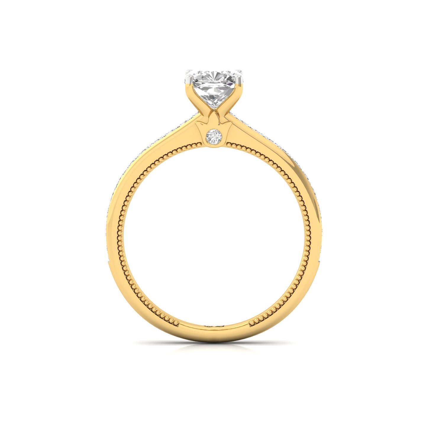 Cushion Cut Solitaire Engagement Ring with Diamond Accents | Lab Grown CVD Diamond | Silver | 10K | 14K | 18K Gold - View 3