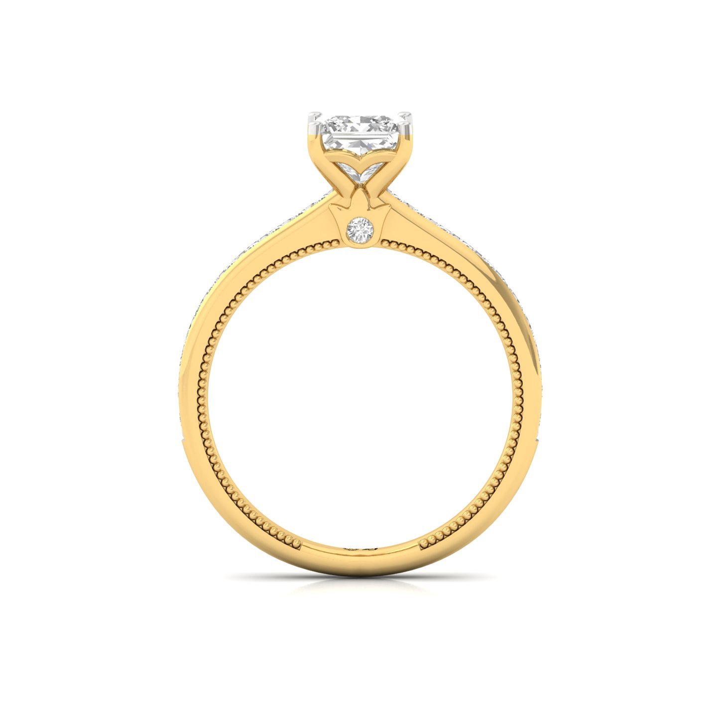 Princess Cut Solitaire Engagement Ring with Diamond Band | Lab Grown CVD Diamond | Silver | 10K | 14K | 18K - View 3