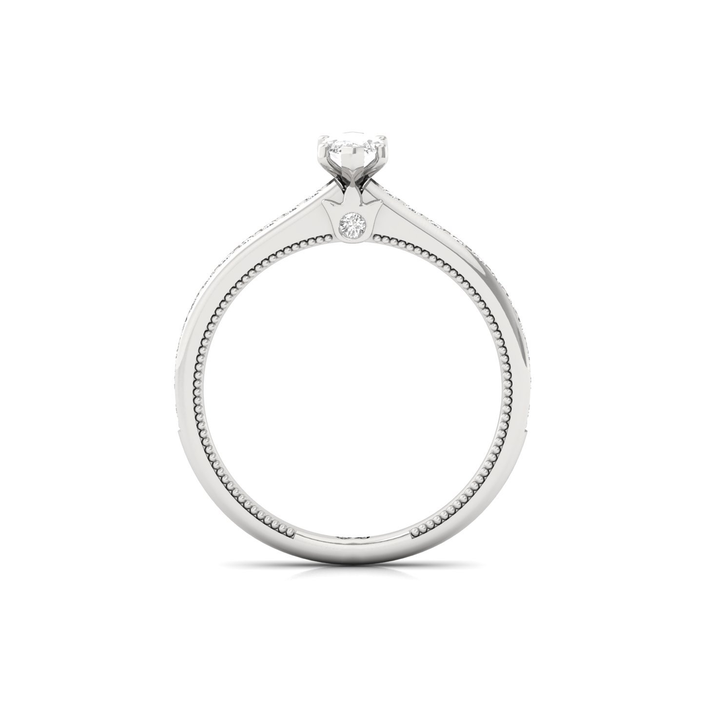 Marquise Cut Solitaire Engagement Ring with Diamond Band | Lab Grown CVD Diamond | Silver | 10K | 14K | 18K - View 3