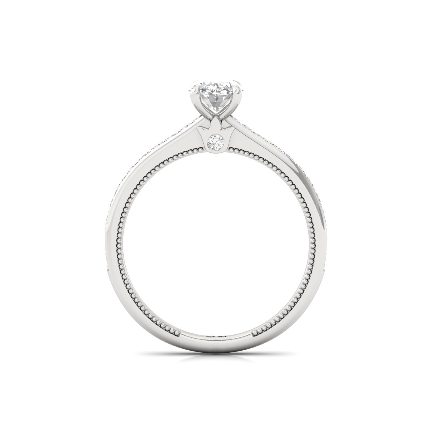 Oval Cut Solitaire Engagement Ring with Diamond Accents | Lab Grown CVD Diamond | Silver | 10K | 14K | 18K - View 3