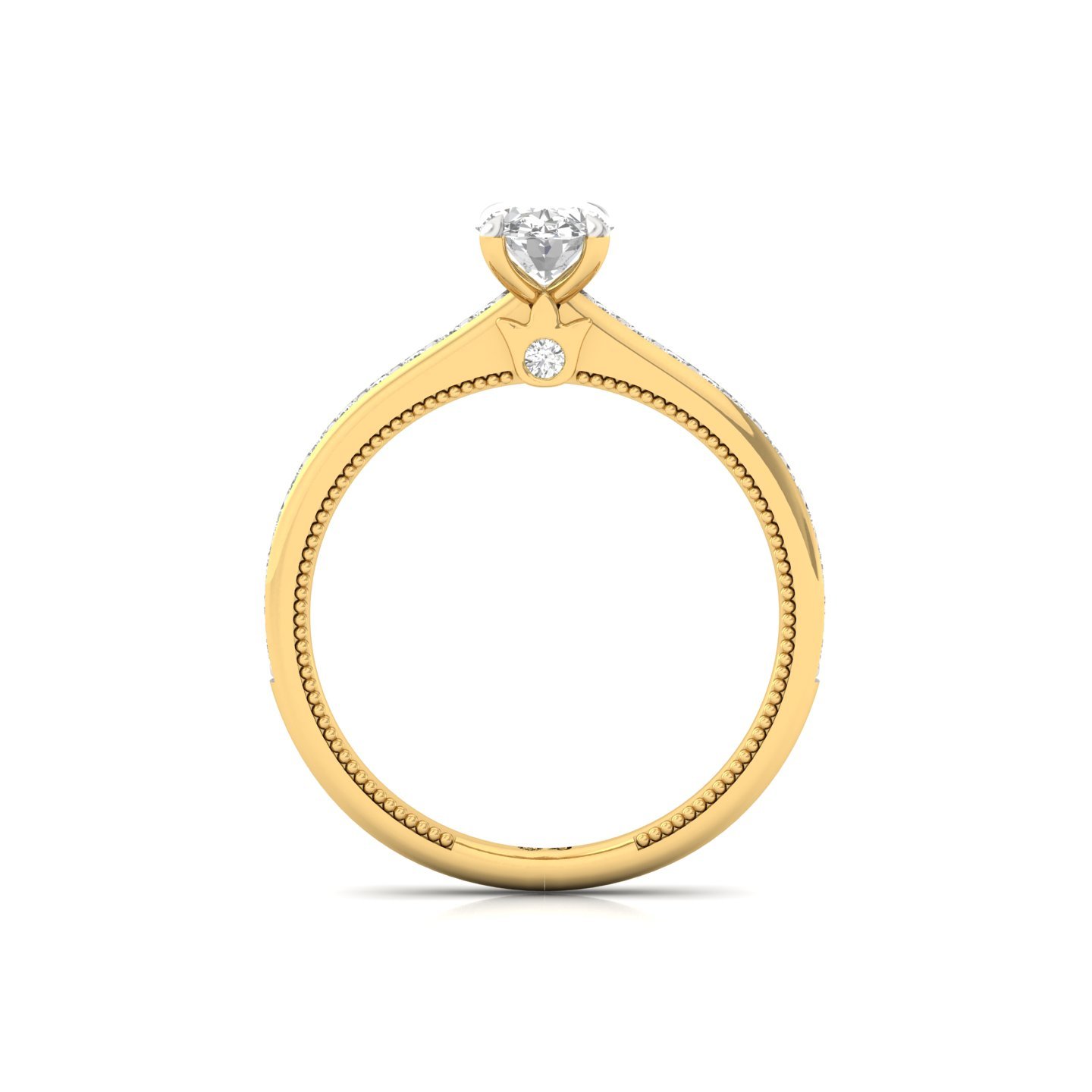 Oval Cut Solitaire Engagement Ring with Diamond Accents | Lab Grown CVD Diamond | Silver | 10K | 14K | 18K - View 3
