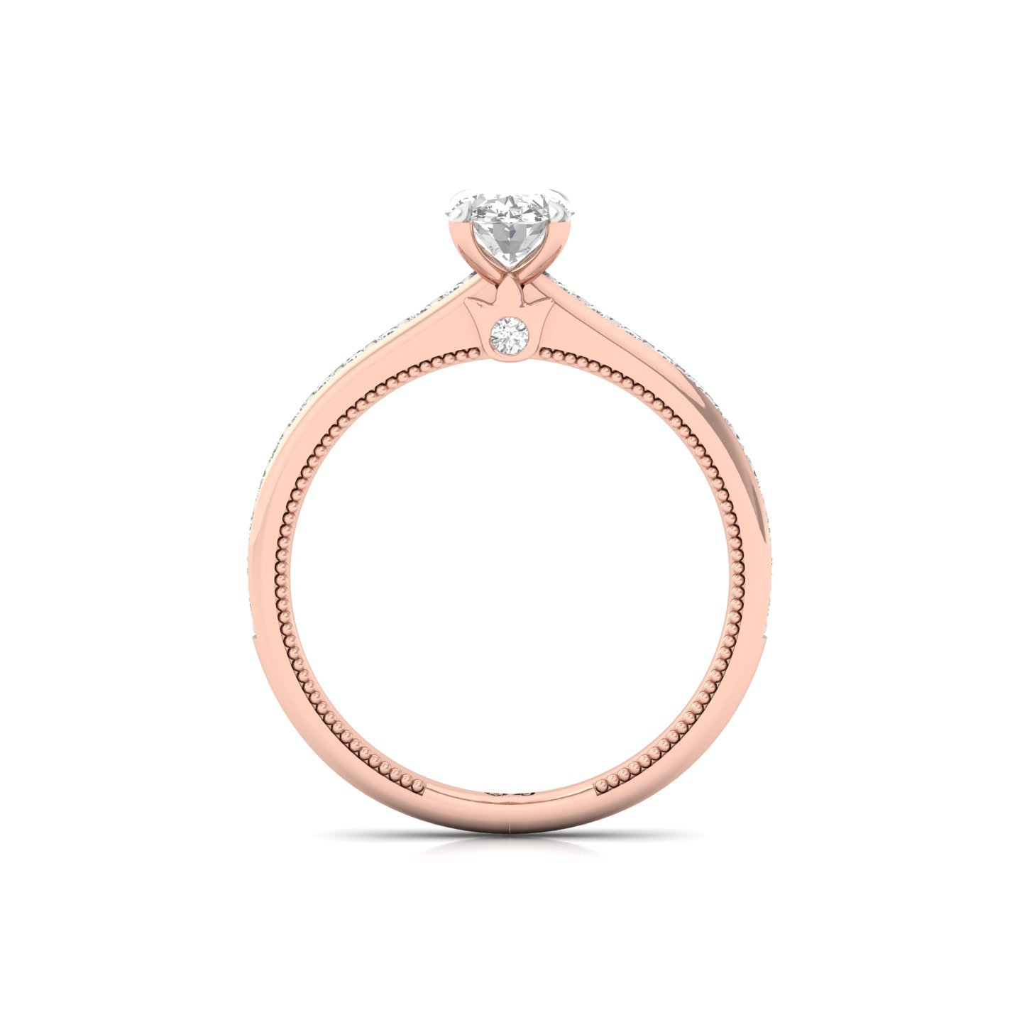 Oval Cut Solitaire Engagement Ring with Diamond Accents | Lab Grown CVD Diamond | Silver | 10K | 14K | 18K - View 3