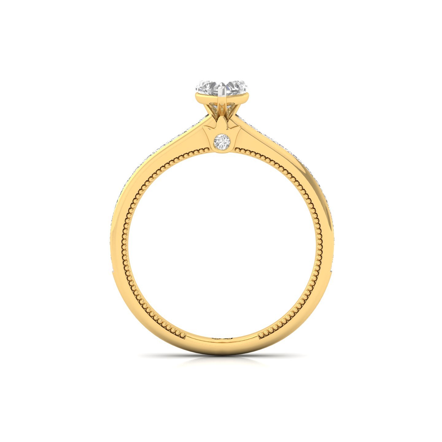 Heart Cut Solitaire Diamond Engagement Ring with Diamond Band | 0.44 CT Lab Grown CVD Diamond | Silver | 10K | 14K | 18K - View 3