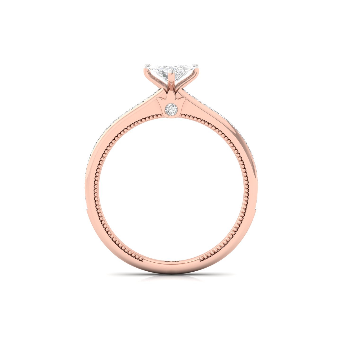 Trillion Cut Solitaire Diamond Engagement Ring with Diamond Band | Lab Grown CVD Diamond | Silver | 10K | 14K | 18K - View 3