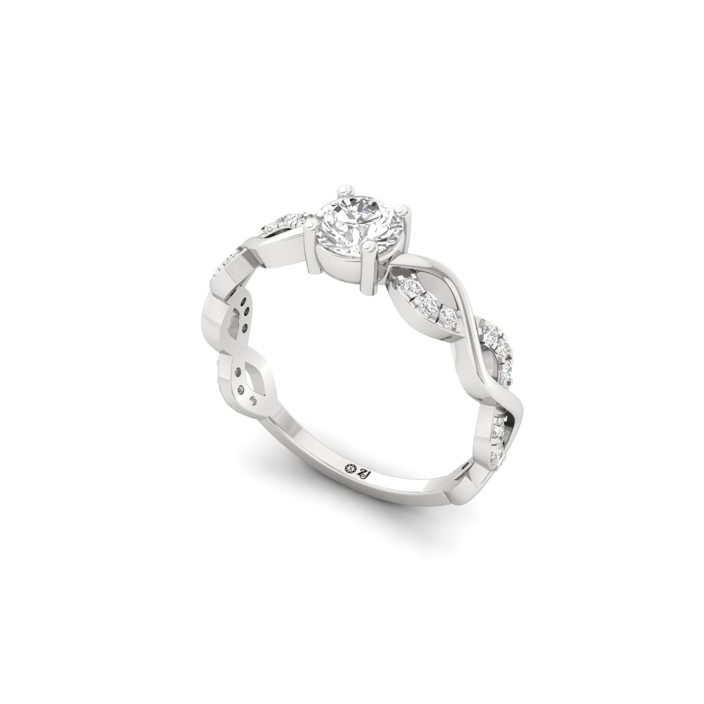 Round Cut Infinity Twist Diamond Engagement Ring | Lab Grown CVD Diamond | Silver | 10K | 14K | 18K - View 2