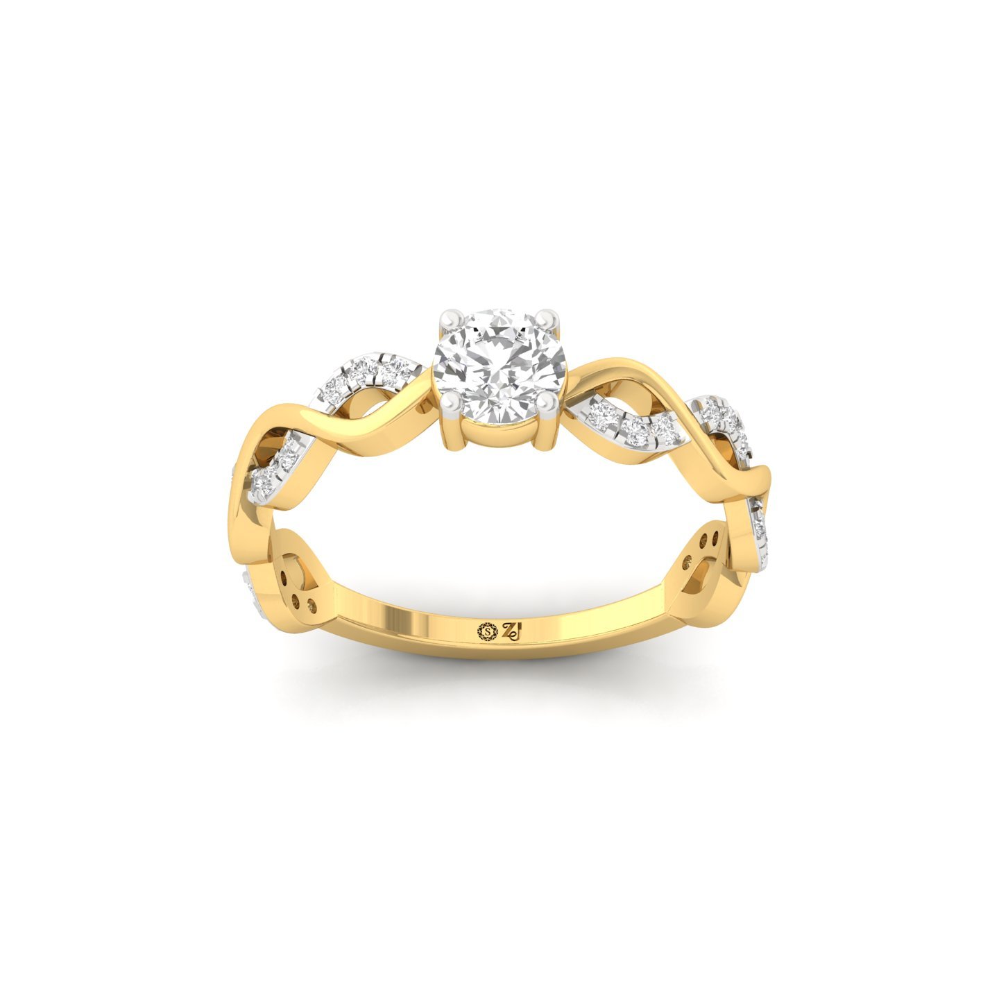 Round Cut Infinity Twist Diamond Engagement Ring | Lab Grown CVD Diamond | Silver | 10K | 14K | 18K - Gold Main View