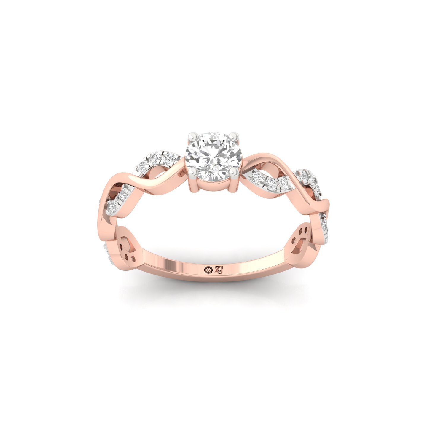Round Cut Infinity Twist Diamond Engagement Ring | Lab Grown CVD Diamond | Silver | 10K | 14K | 18K - Rose Gold Main View