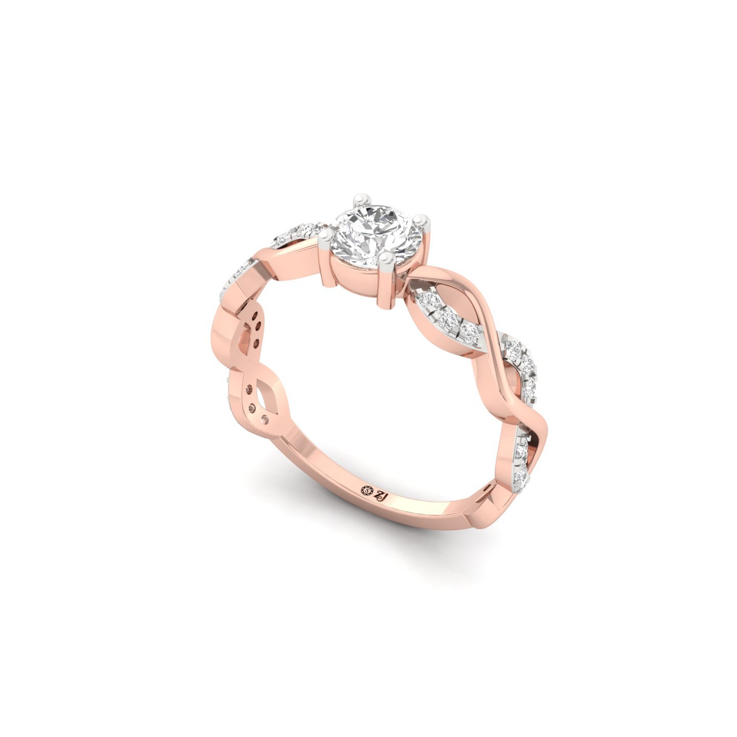 Round Cut Infinity Twist Diamond Engagement Ring | Lab Grown CVD Diamond | Silver | 10K | 14K | 18K - View 2