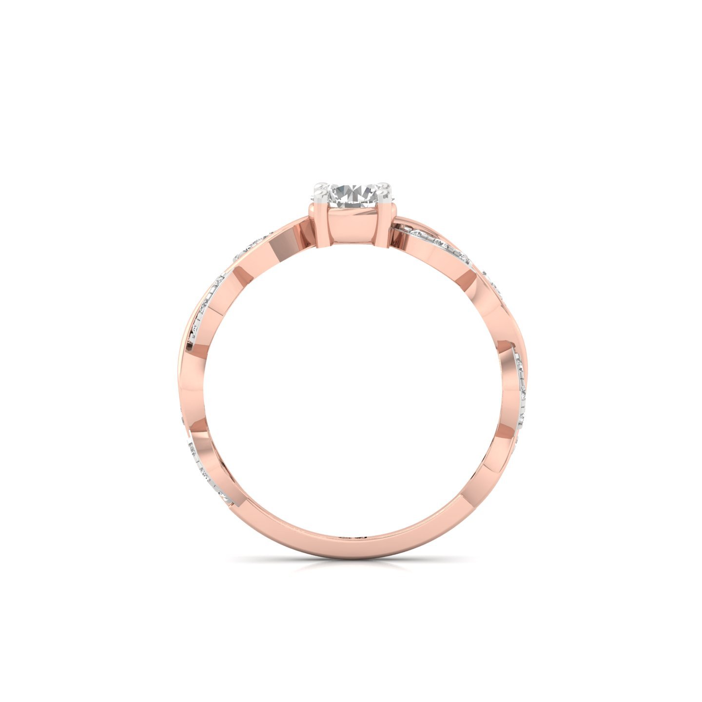 Round Cut Infinity Twist Diamond Engagement Ring | Lab Grown CVD Diamond | Silver | 10K | 14K | 18K - View 3