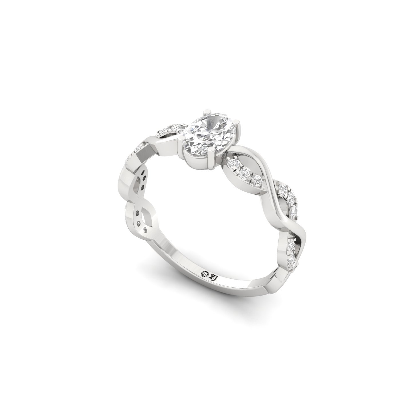 Oval Cut Infinity Twist Diamond Engagement Ring | Lab Grown CVD Diamond | Silver | 10K | 14K | 18K - View 2